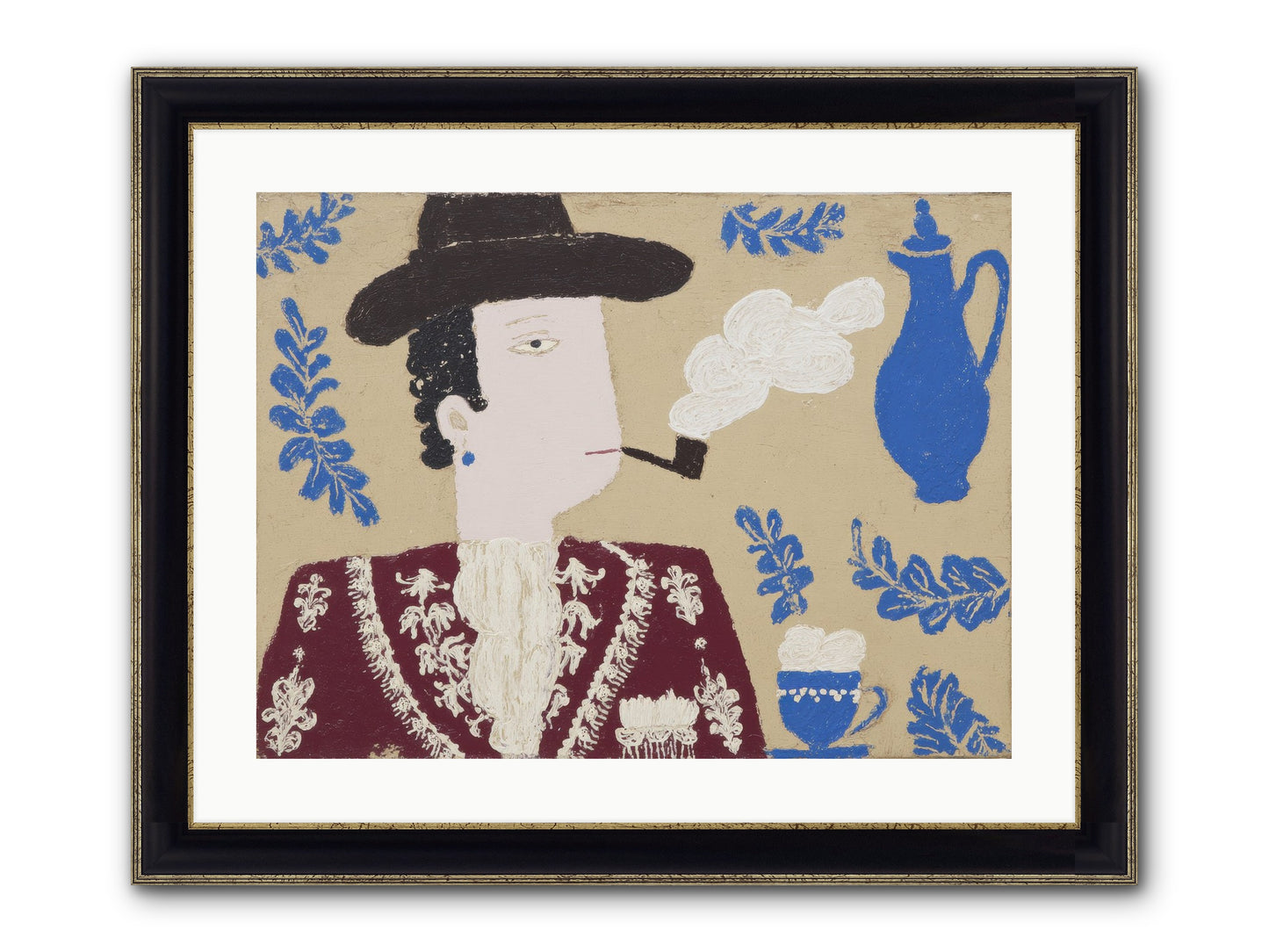Smoking Jacket, No Cigarettes Framed Print - Black & Gold 24x18