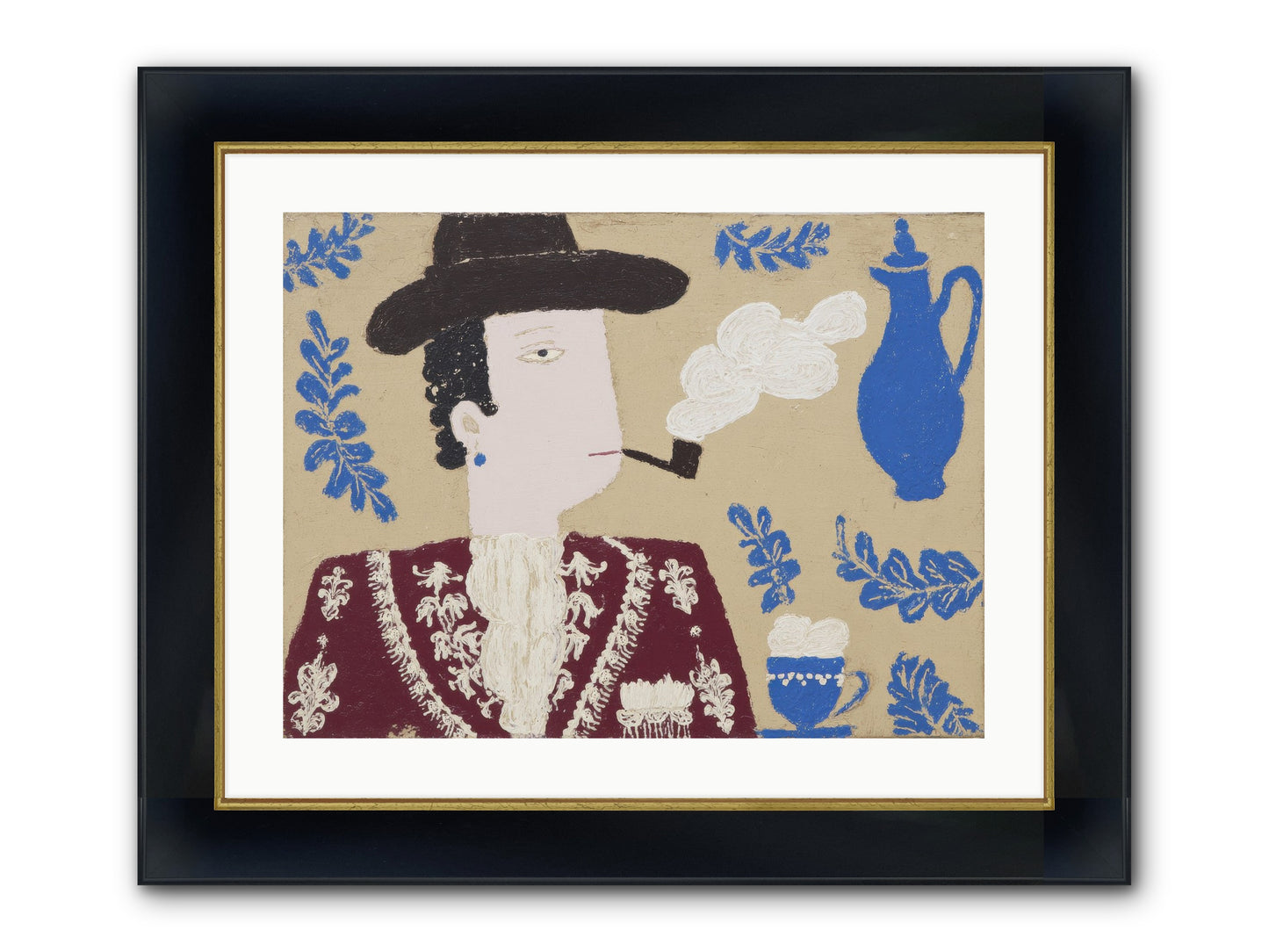 Smoking Jacket, No Cigarettes Framed Print - Wide Black w/Gold 24x18