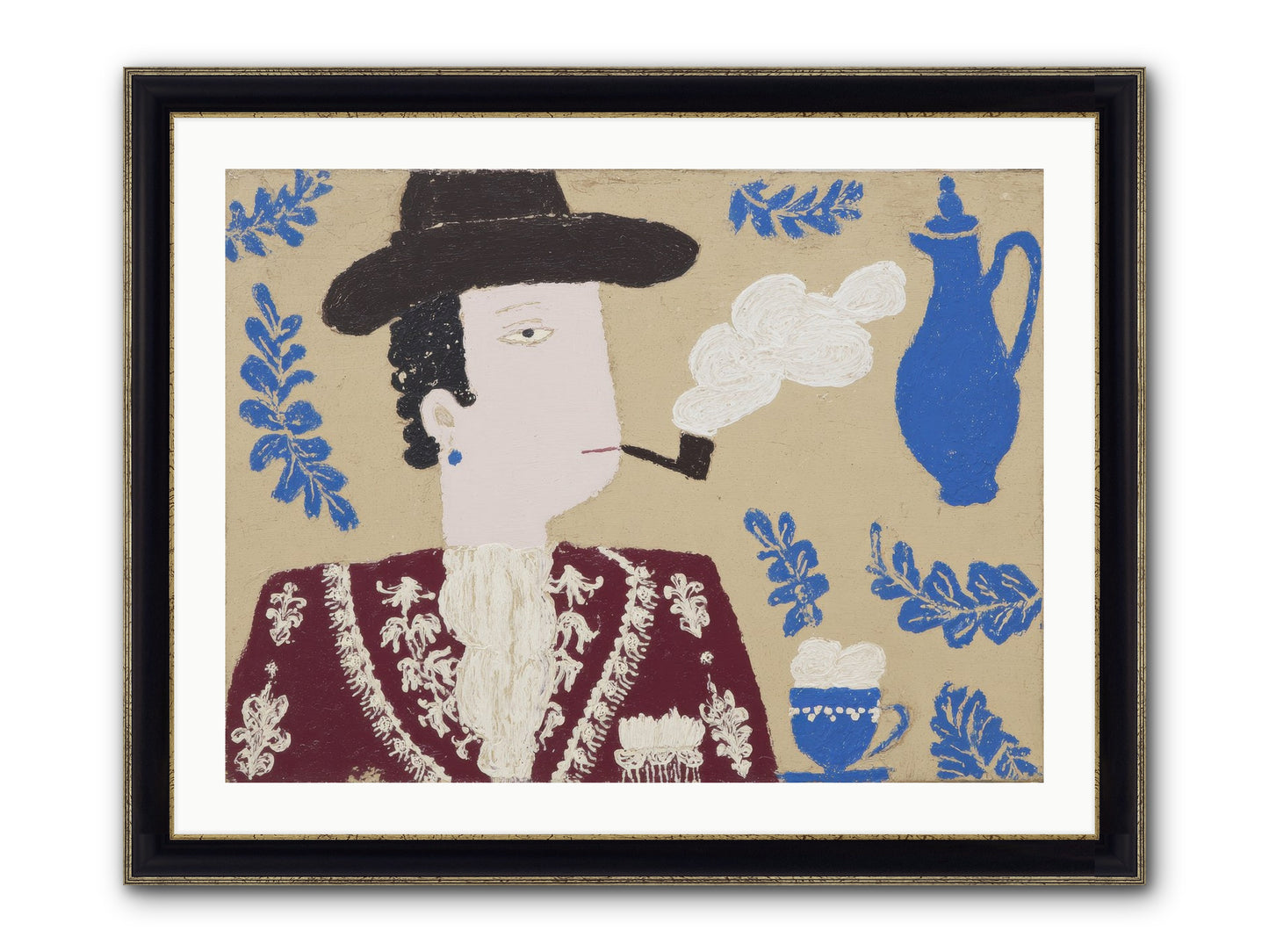Smoking Jacket, No Cigarettes Framed Print - Black & Gold 32x24