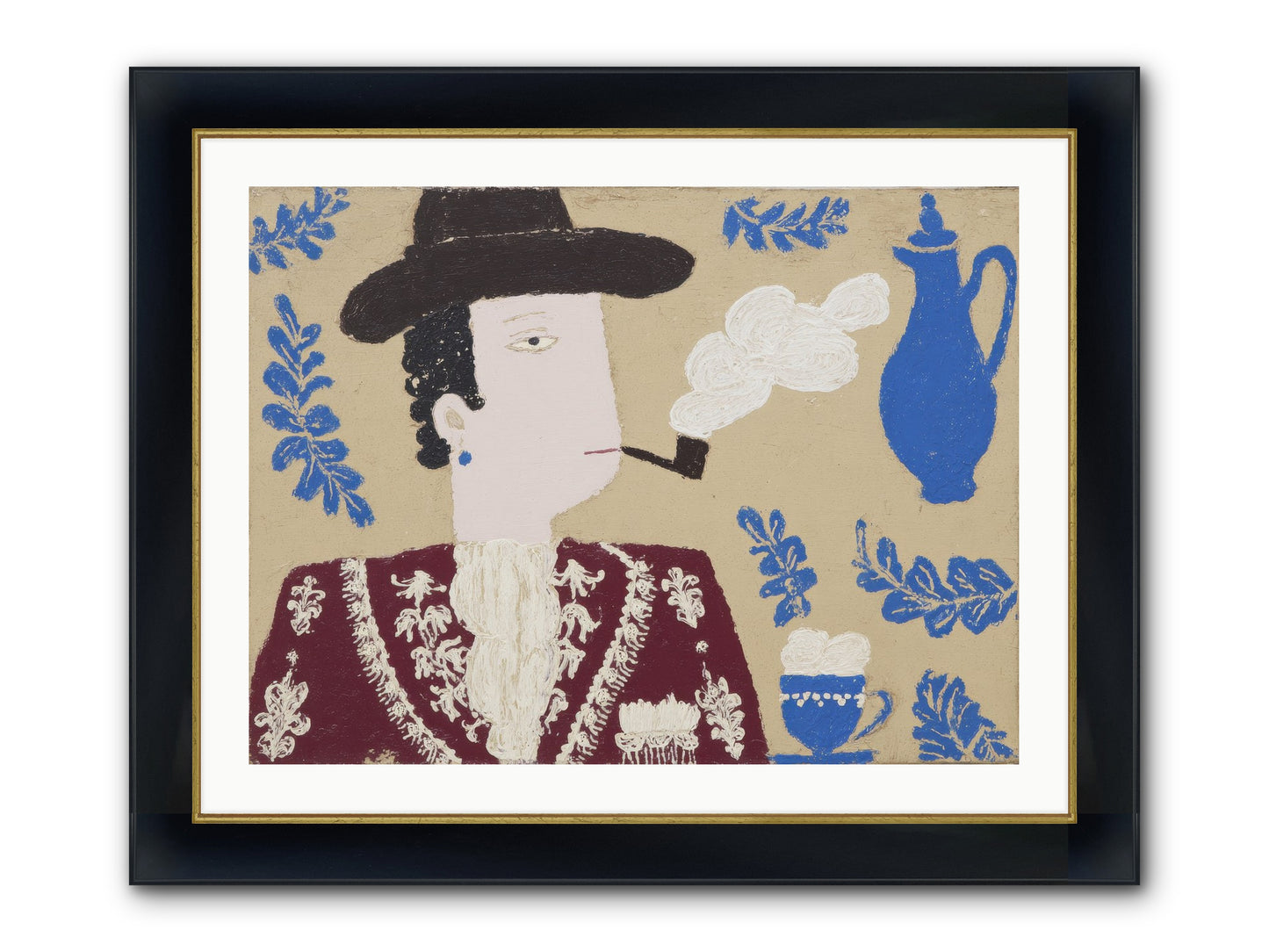 Smoking Jacket, No Cigarettes Framed Print - Wide Black w/Gold 32x24