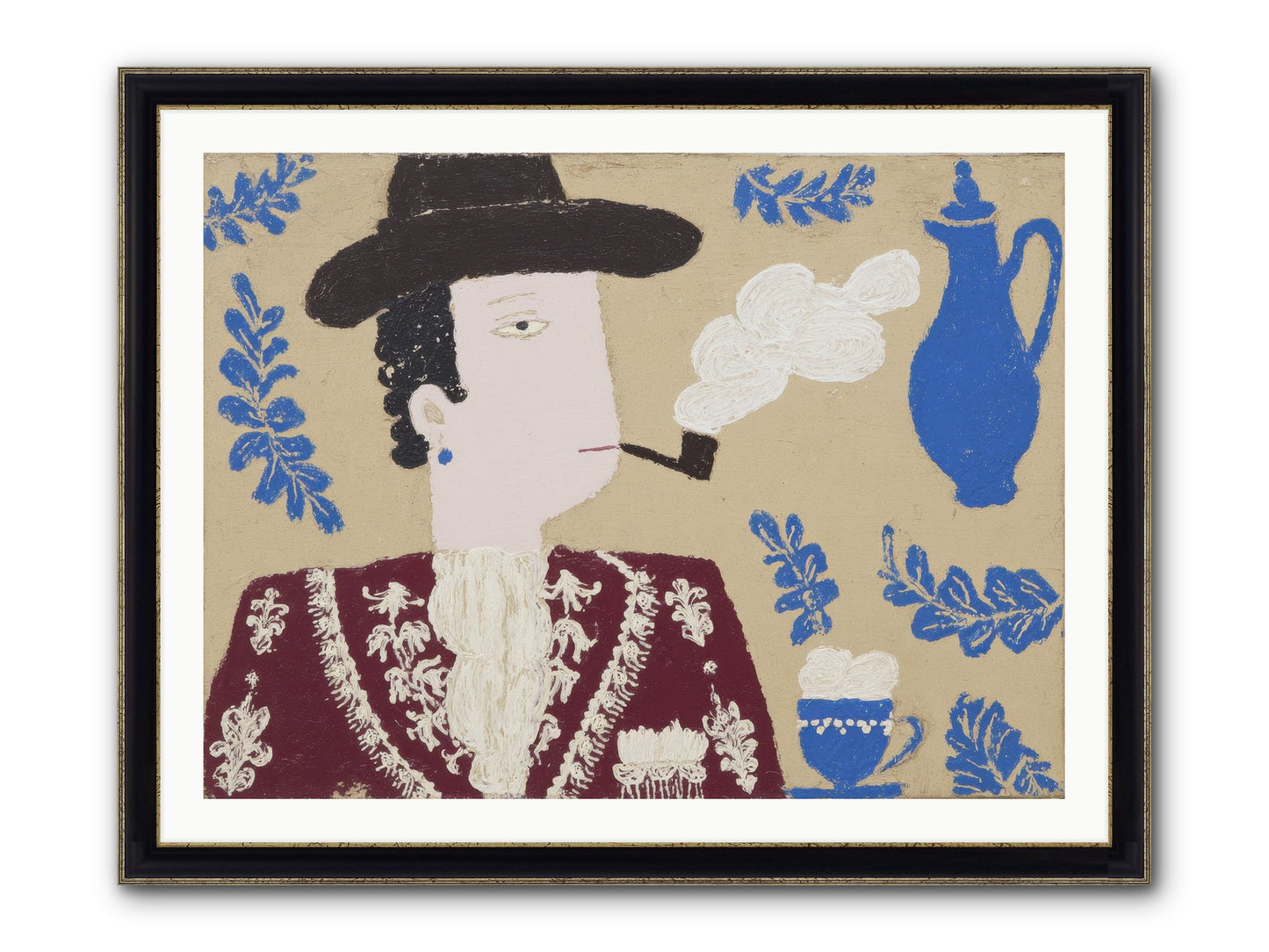Smoking Jacket, No Cigarettes Framed Print - Black & Gold 40x30