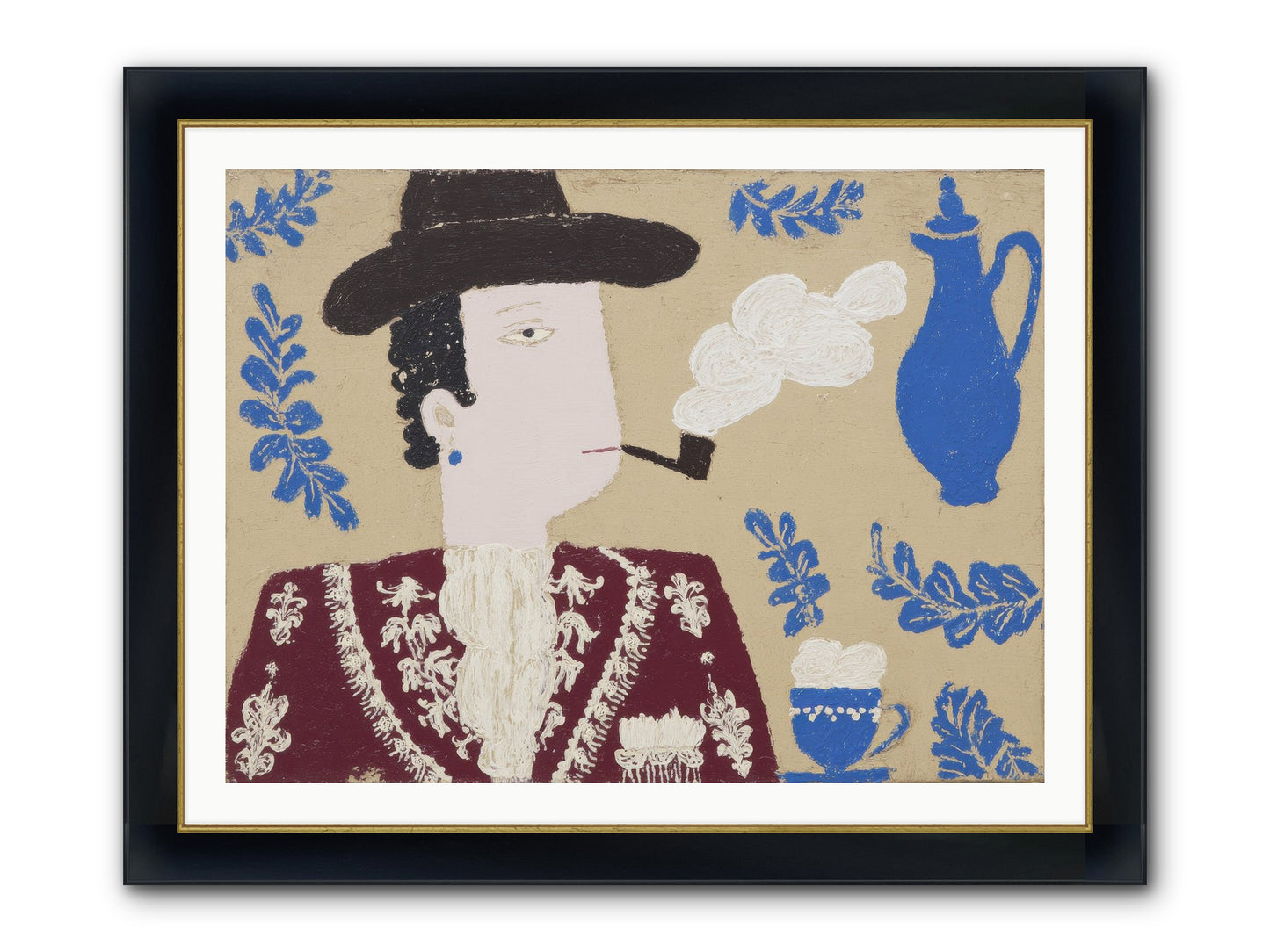 Smoking Jacket, No Cigarettes Framed Print - Wide Black w/Gold 40x30