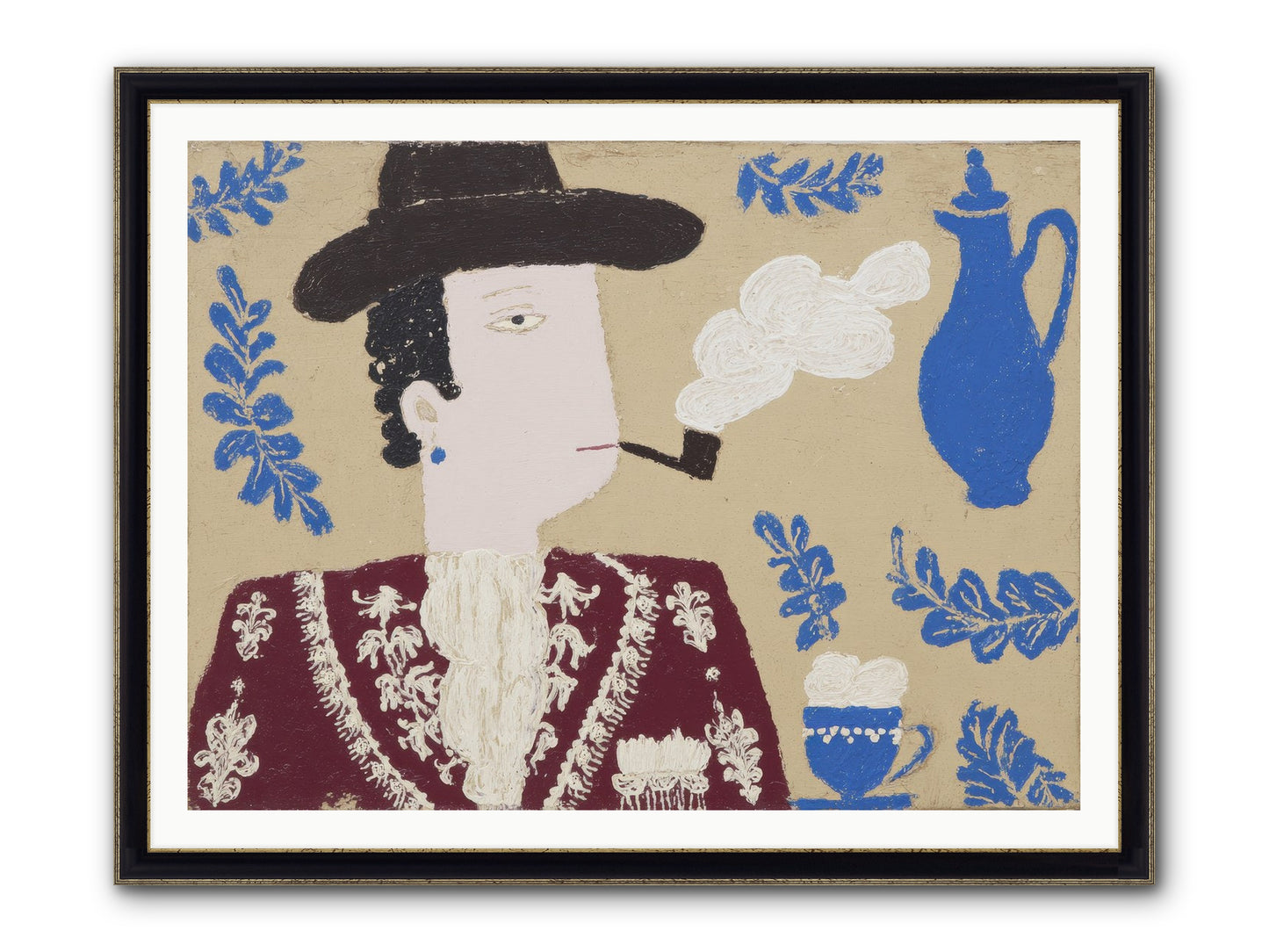 Smoking Jacket, No Cigarettes Framed Print - Black & Gold 48x36