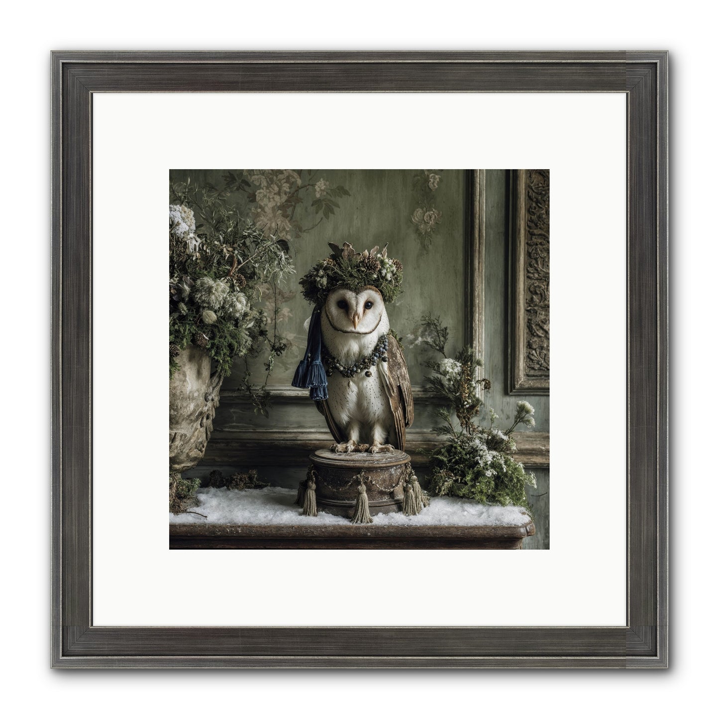 Snowfall Sentinel Framed Print - Slimwoods Black/Silver 10x10