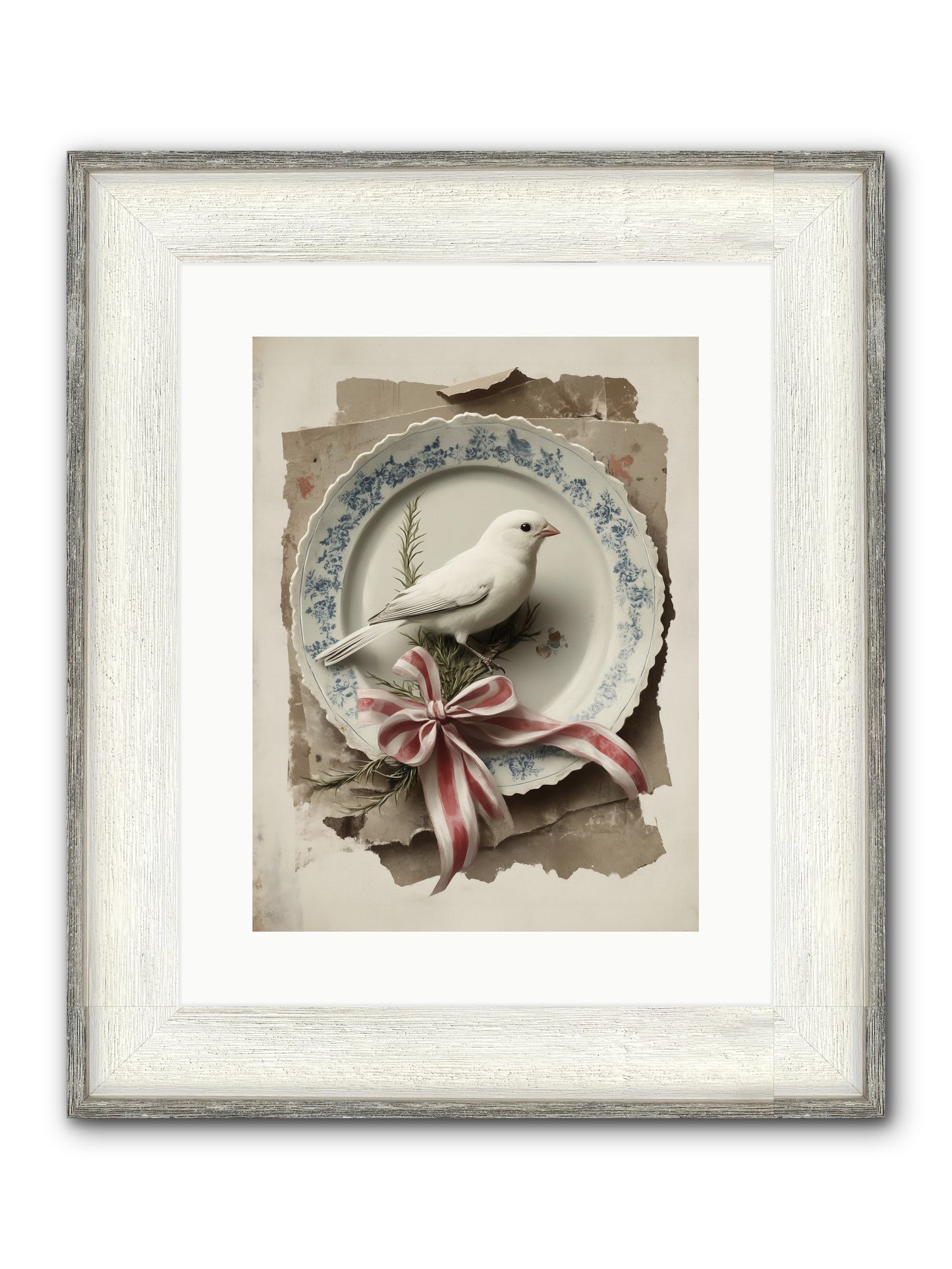 Snowy Sonnet Framed Print - Driftwood White 12x16