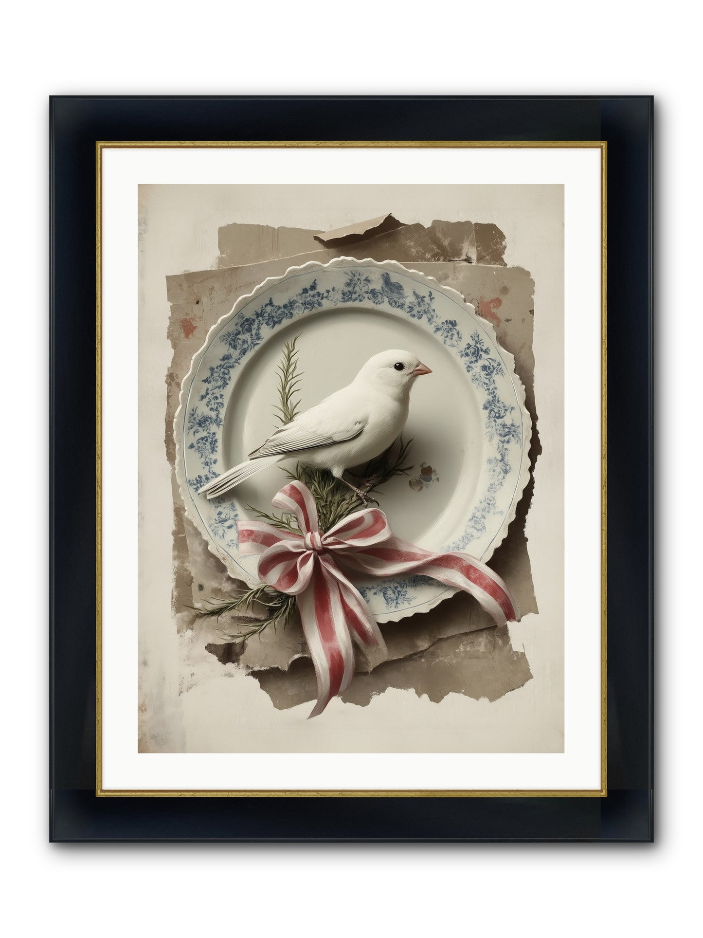 Snowy Sonnet Framed Print - Wide Black w/Gold 24x32