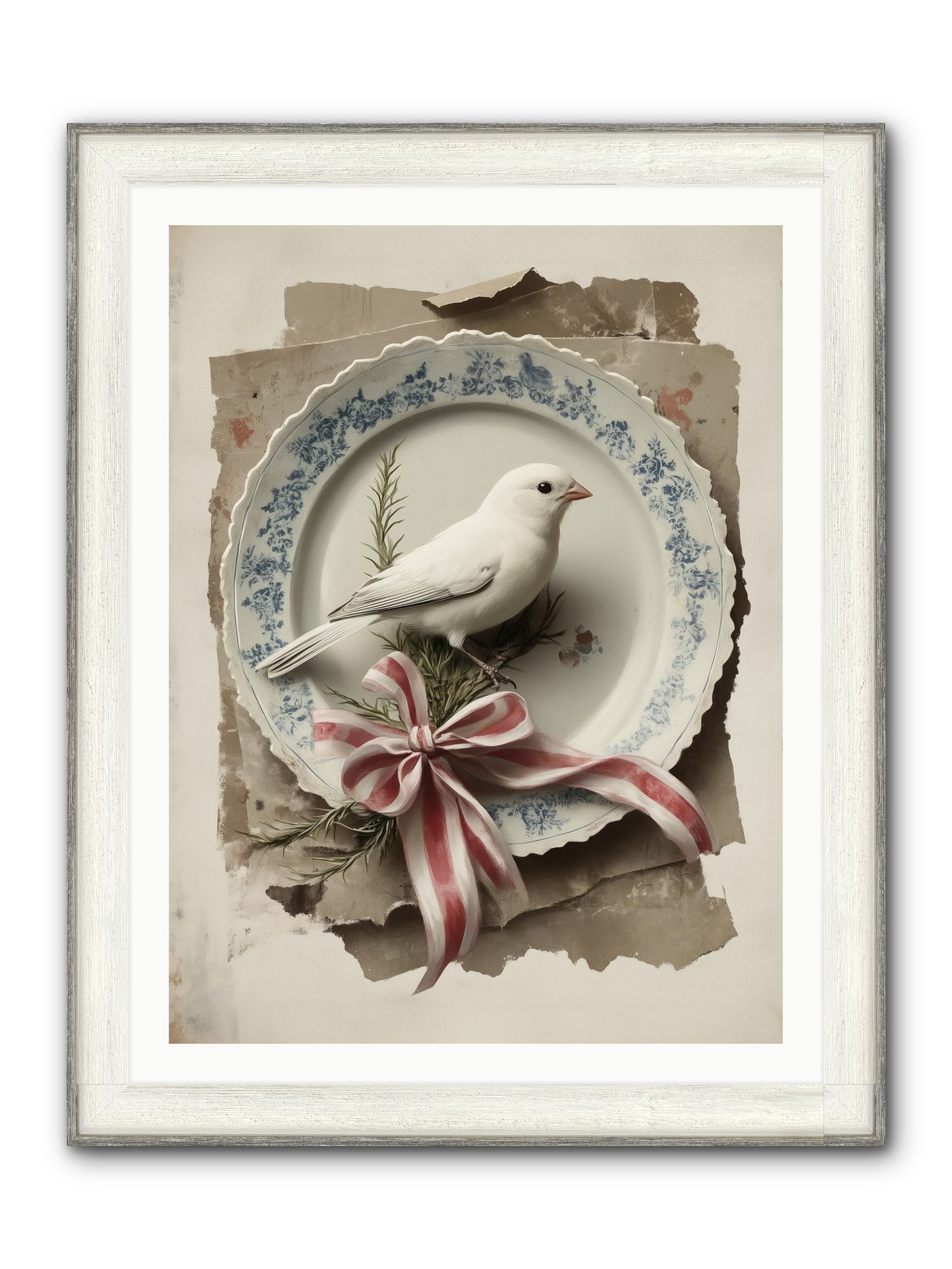 Snowy Sonnet Framed Print - Driftwood White 30x40