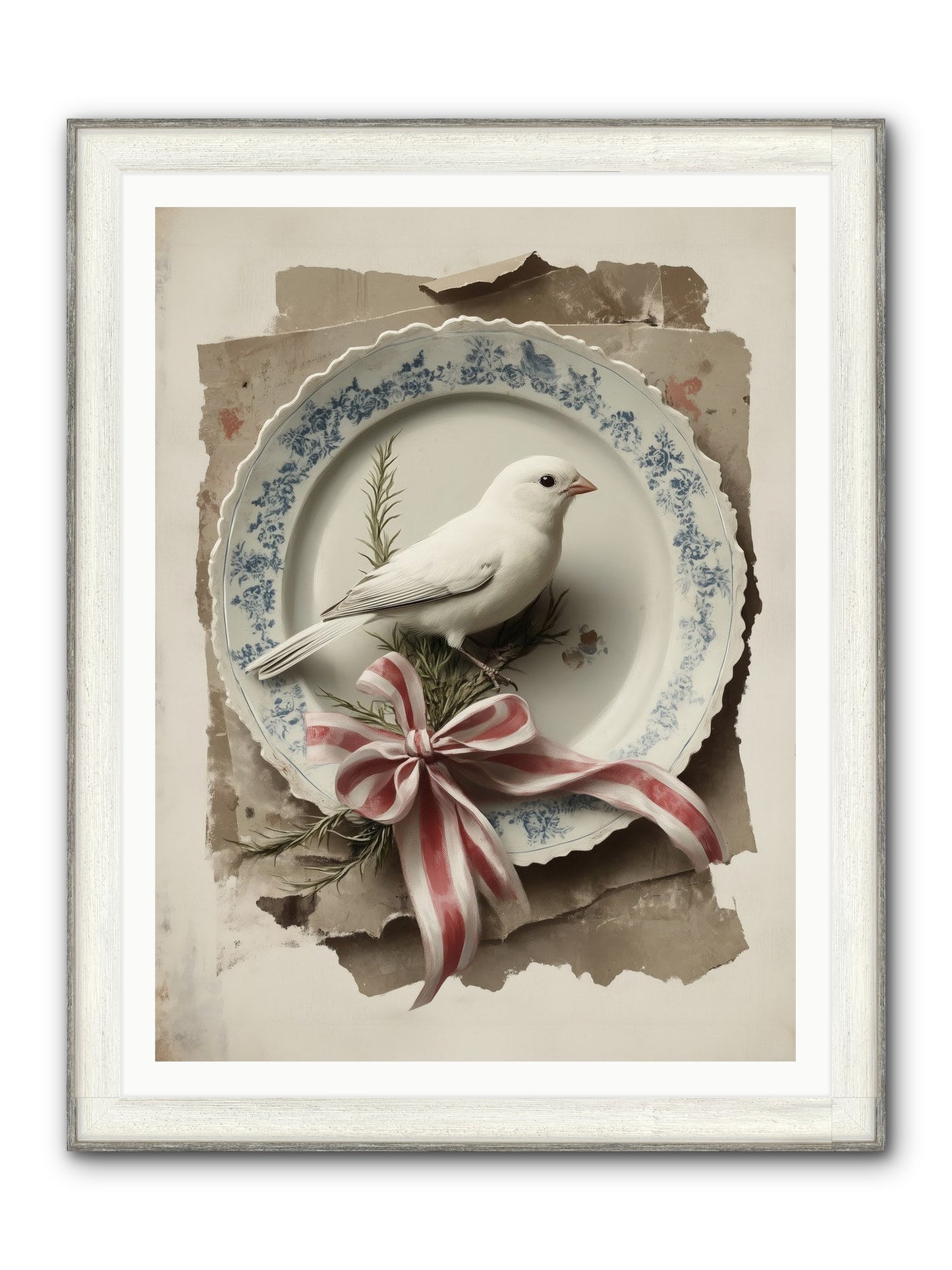 Snowy Sonnet Framed Print - Driftwood White 36x48