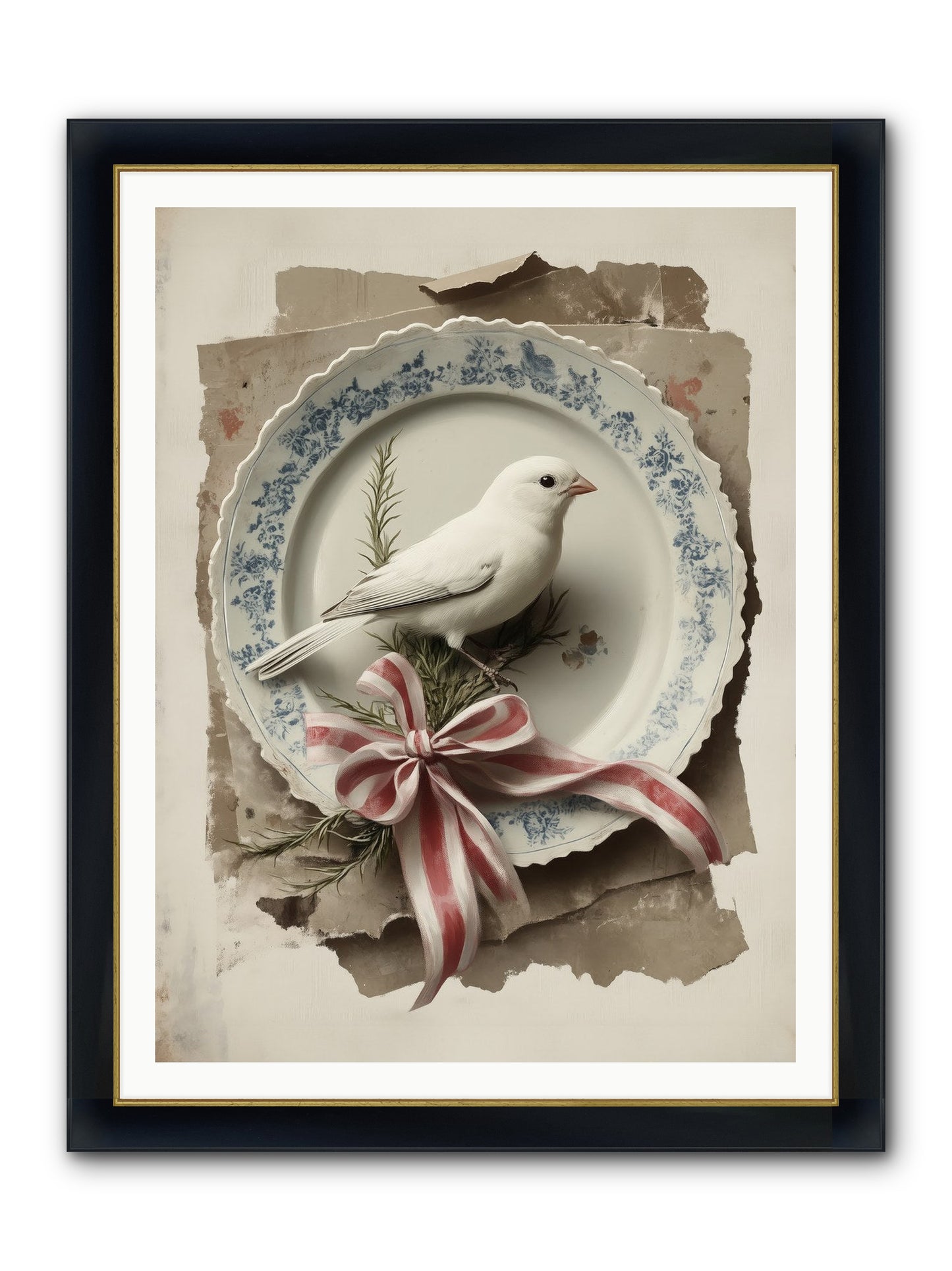 Snowy Sonnet Framed Print - Wide Black w/Gold 36x48