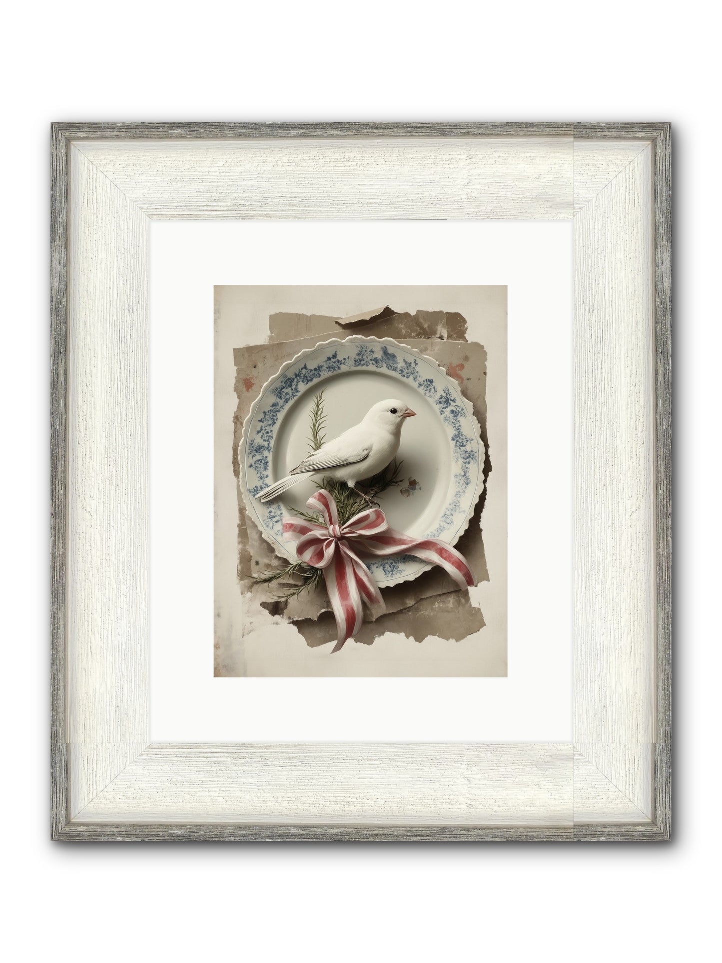 Snowy Sonnet Framed Print - Driftwood White 9x12