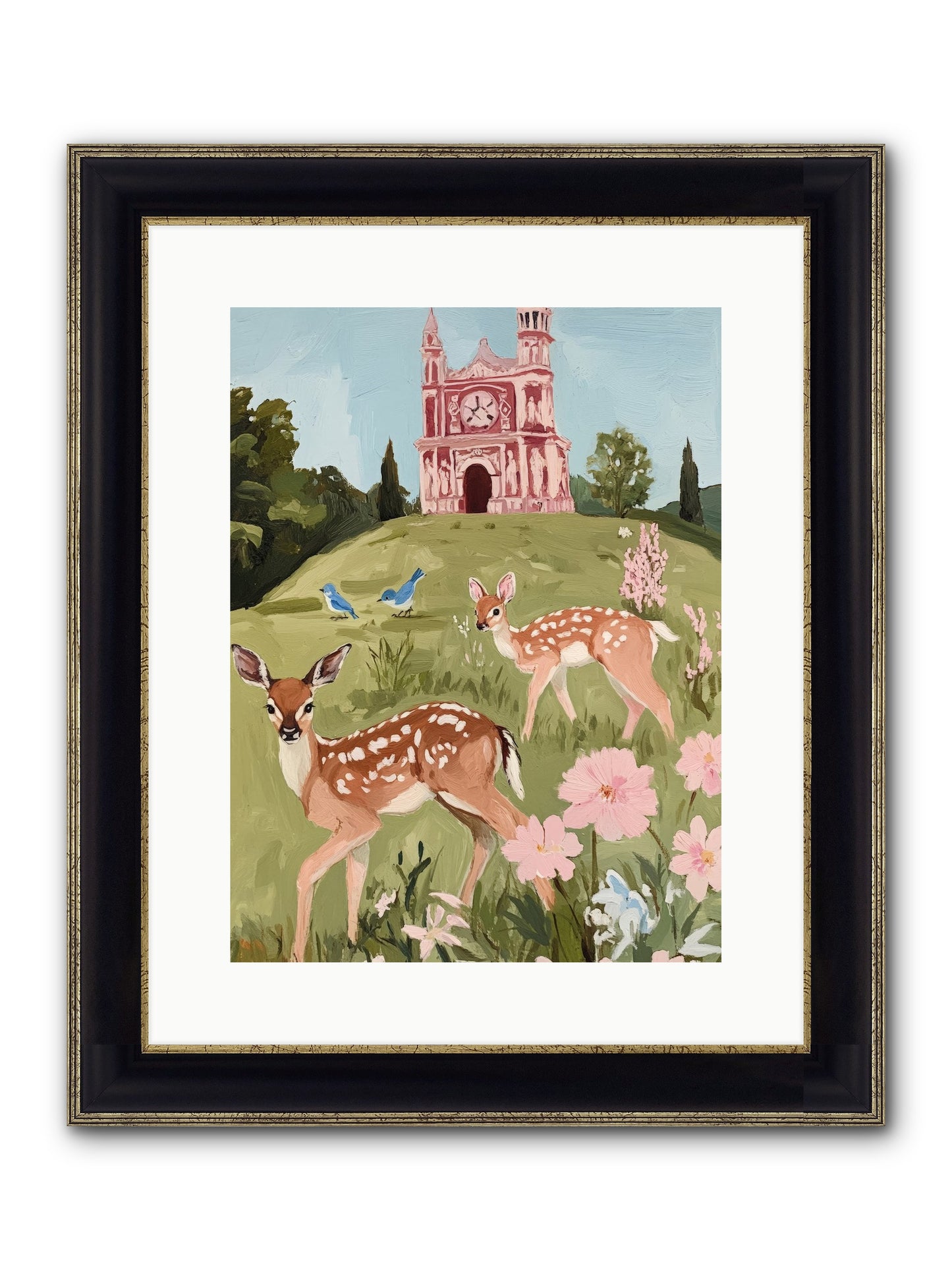 Soft Hooves Tell Time Framed Print - Black & Gold 12x16