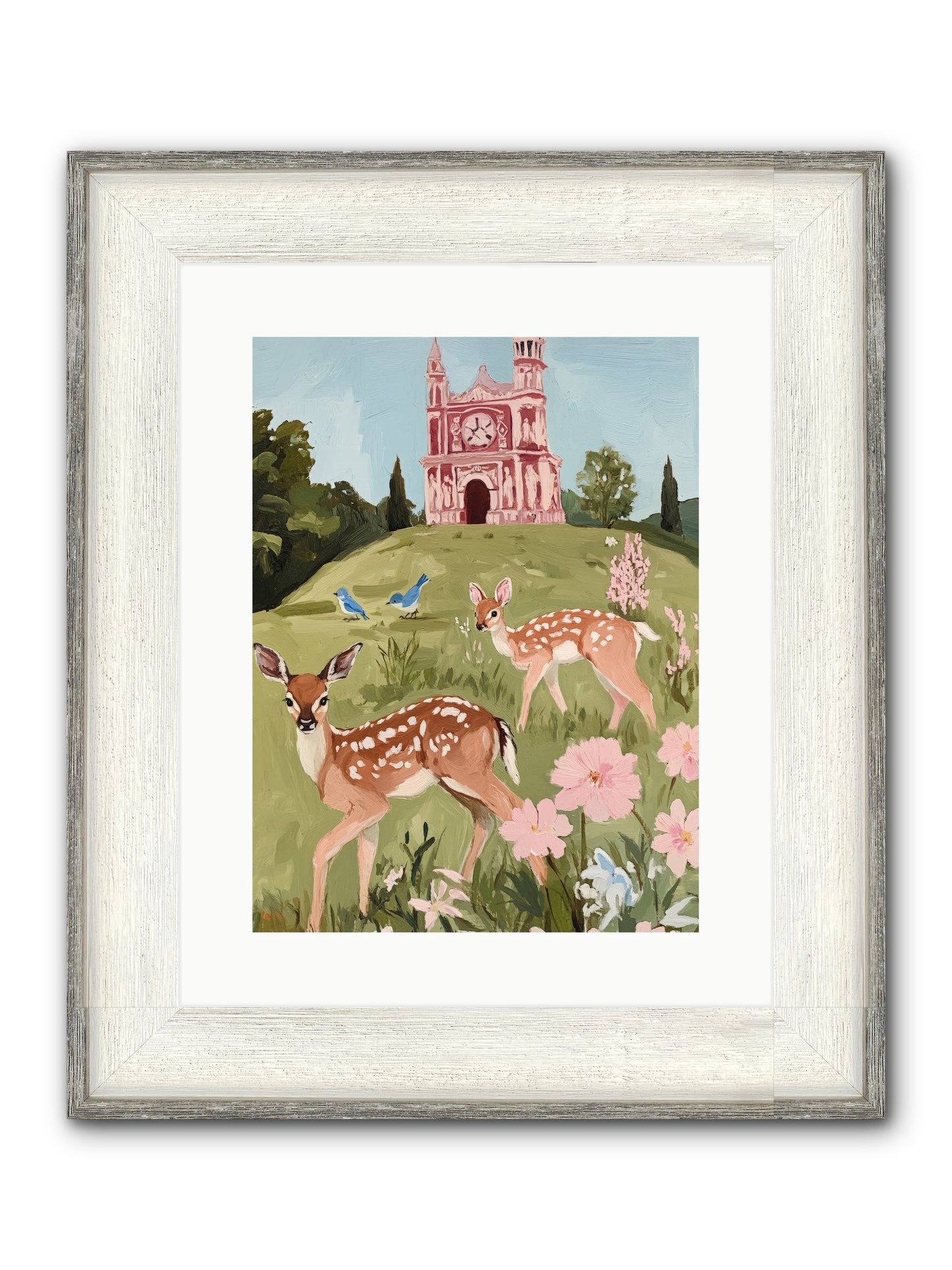 Soft Hooves Tell Time Framed Print - Driftwood White 12x16