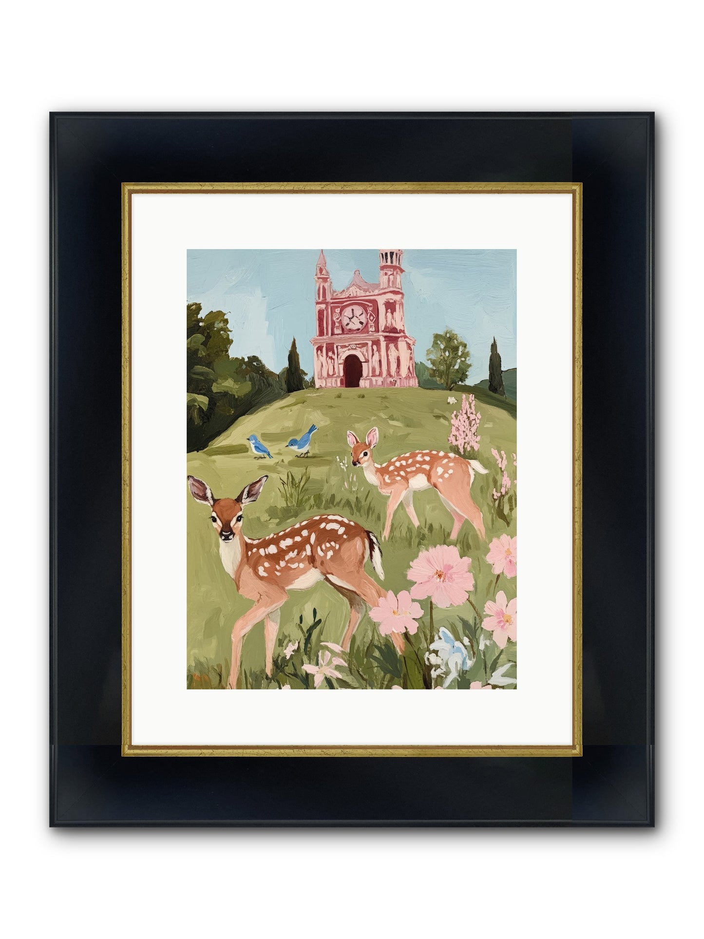 Soft Hooves Tell Time Framed Print - Wide Black w/Gold 12x16