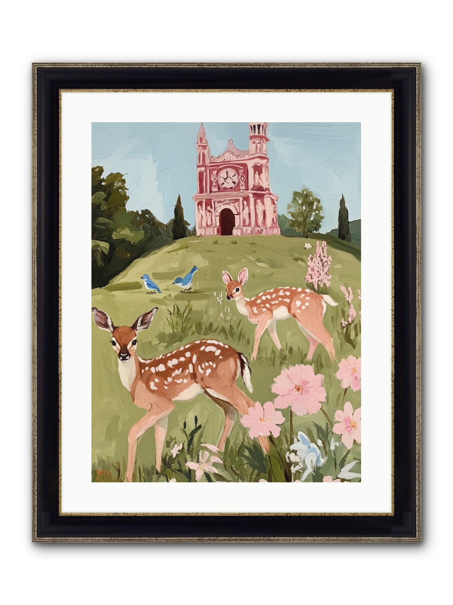 Soft Hooves Tell Time Framed Print - Black & Gold 18x24