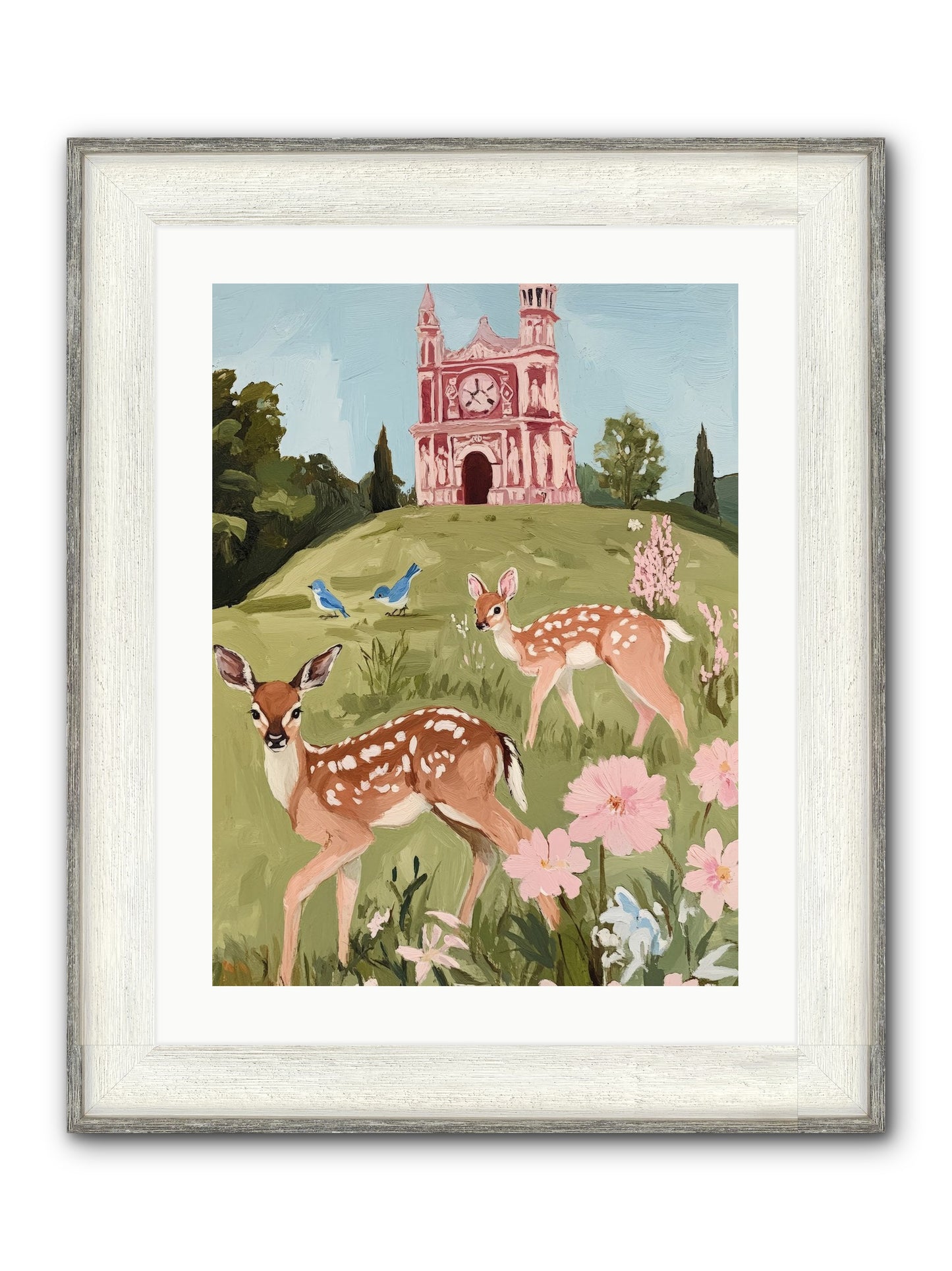 Soft Hooves Tell Time Framed Print - Driftwood White 18x24