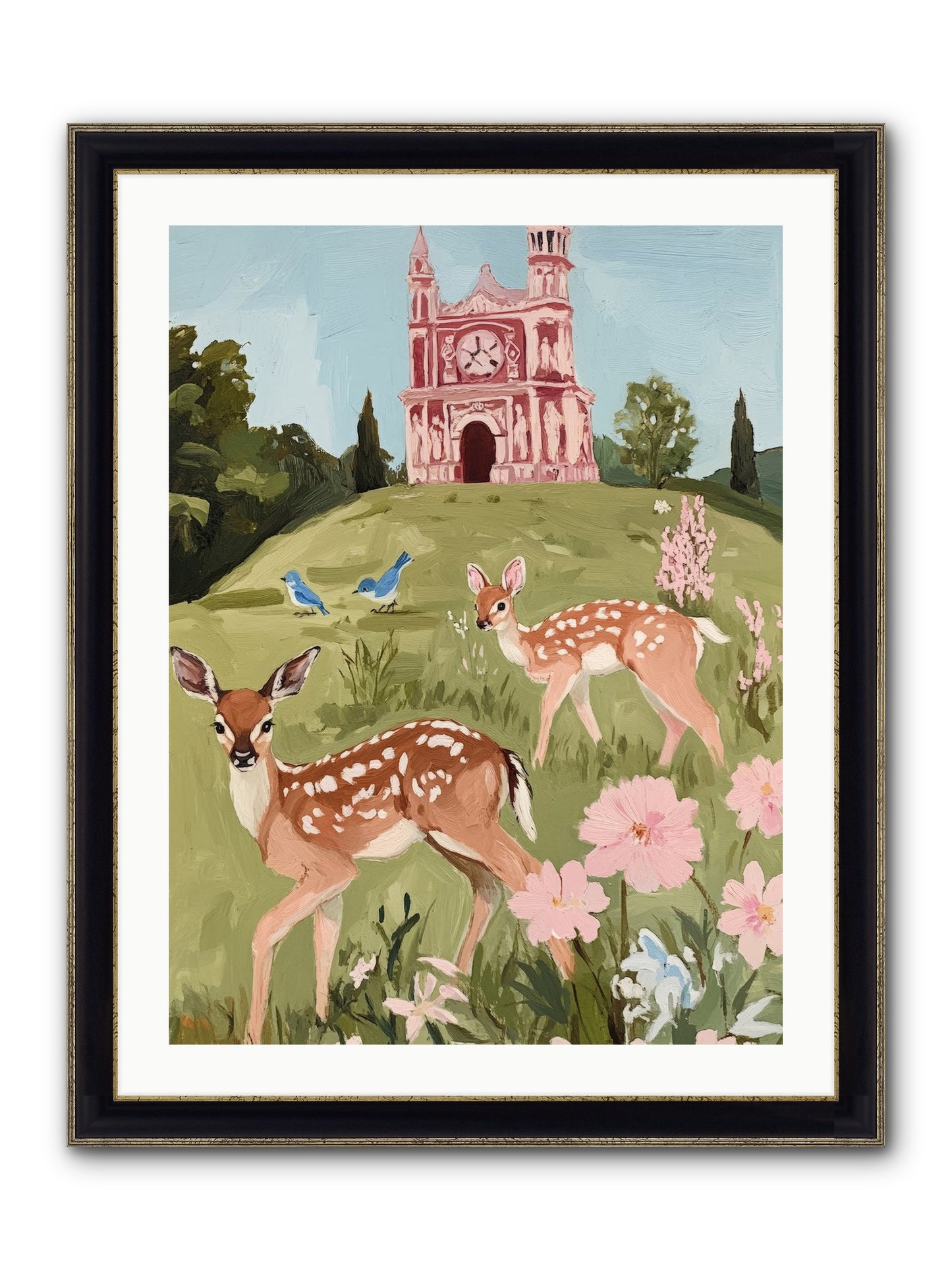 Soft Hooves Tell Time Framed Print - Black & Gold 24x32