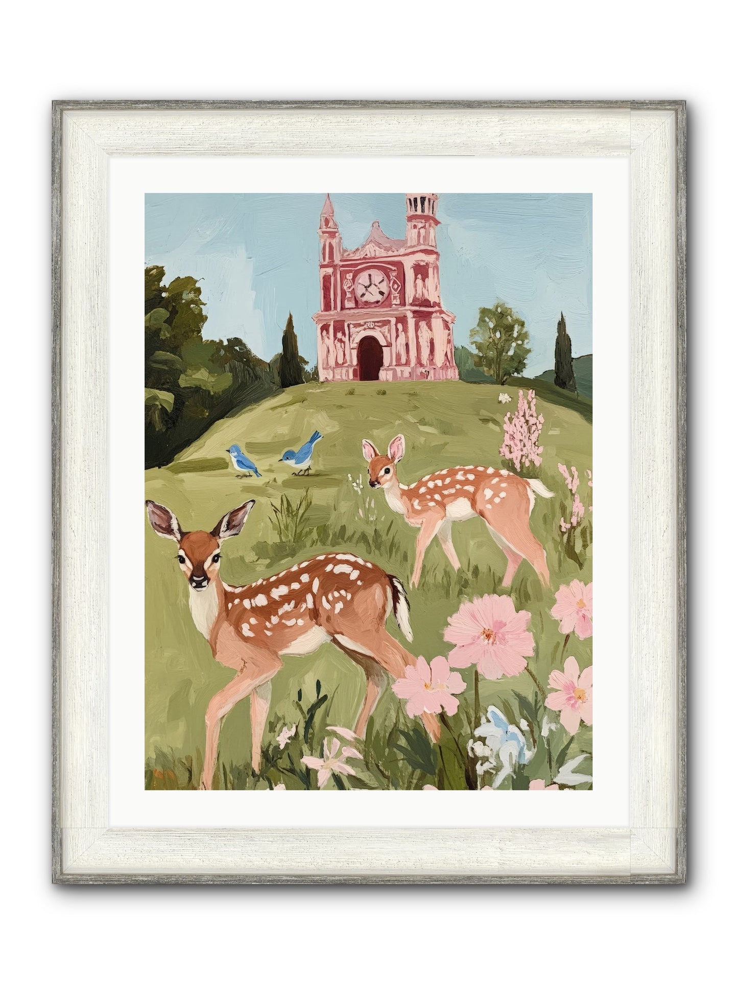Soft Hooves Tell Time Framed Print - Driftwood White 24x32