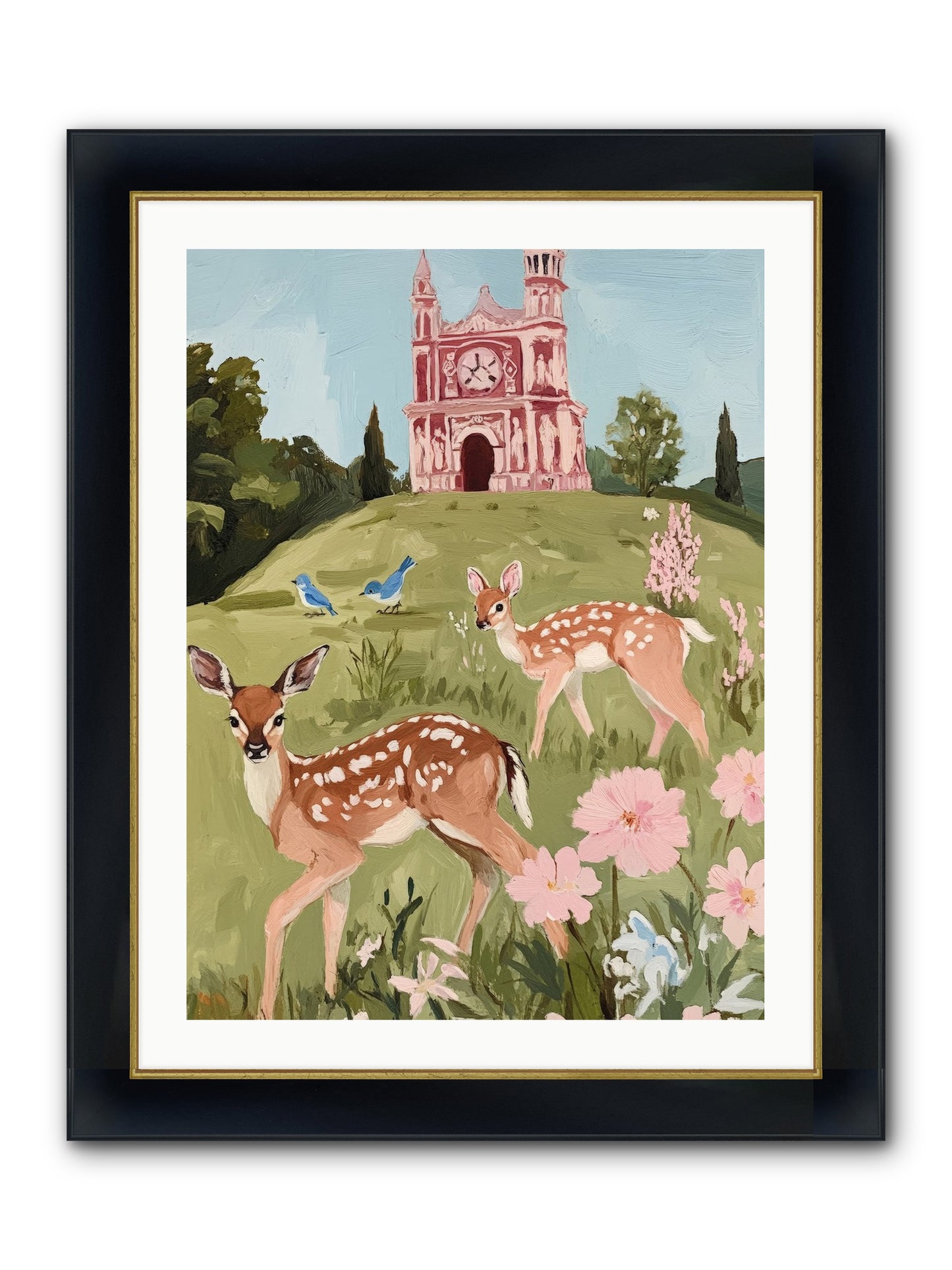 Soft Hooves Tell Time Framed Print - Wide Black w/Gold 24x32