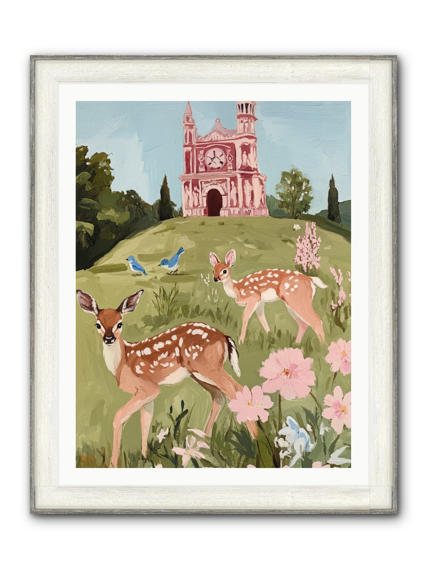 Soft Hooves Tell Time Framed Print - Driftwood White 30x40