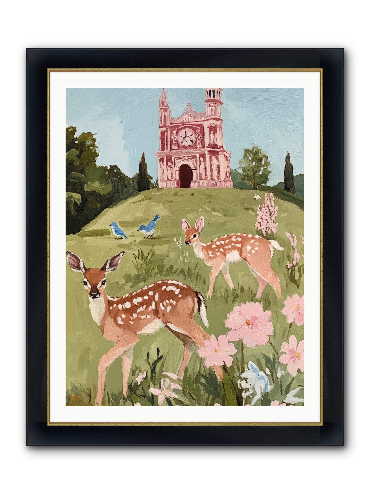 Soft Hooves Tell Time Framed Print - Wide Black w/Gold 30x40