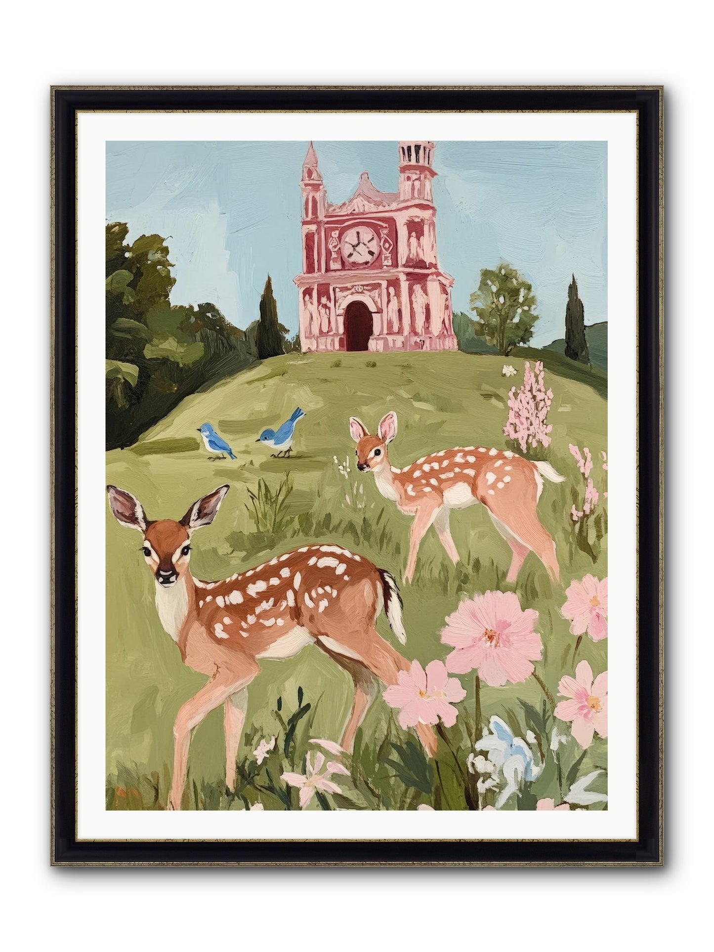 Soft Hooves Tell Time Framed Print - Black & Gold 36x48