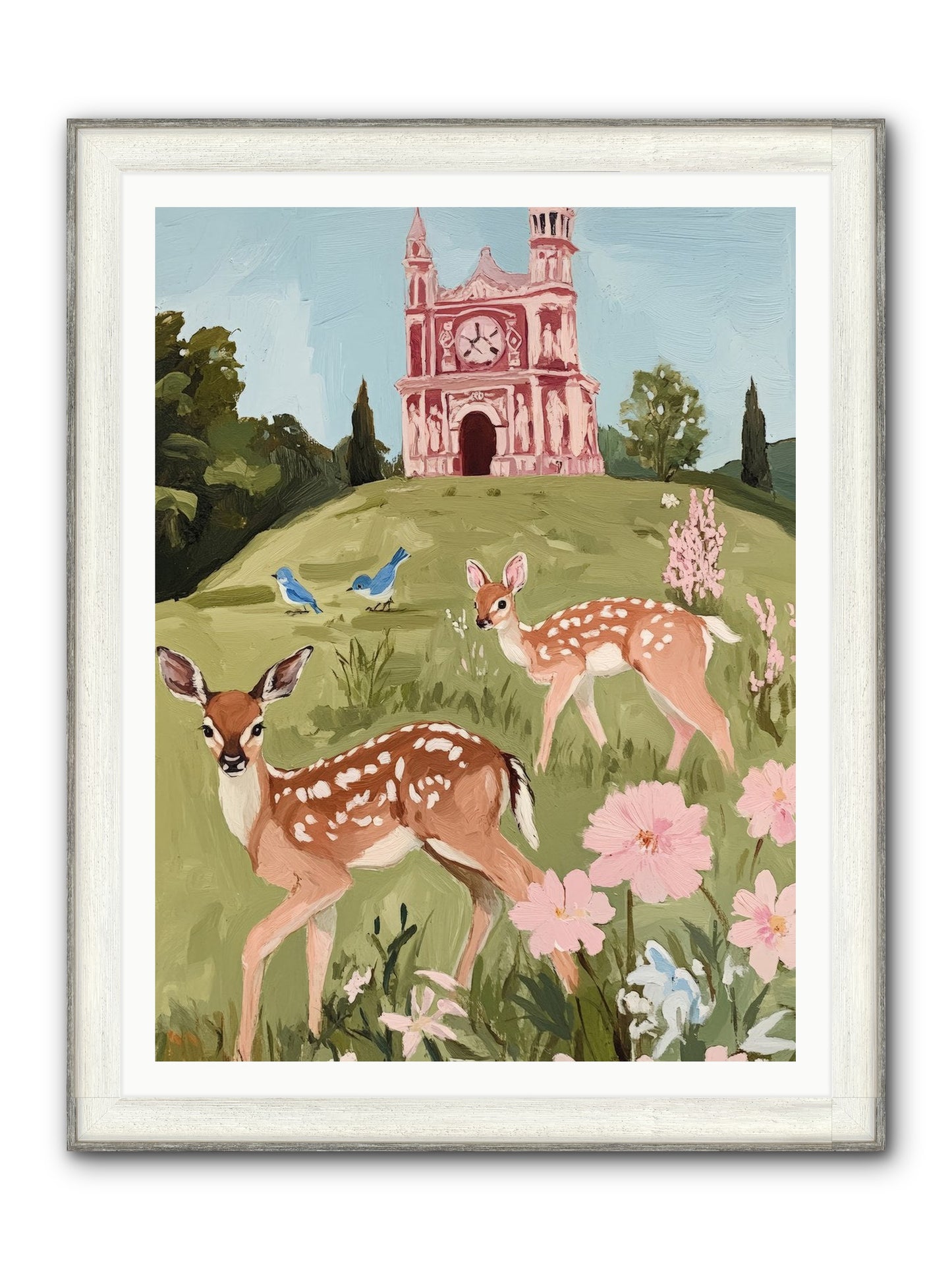 Soft Hooves Tell Time Framed Print - Driftwood White 36x48