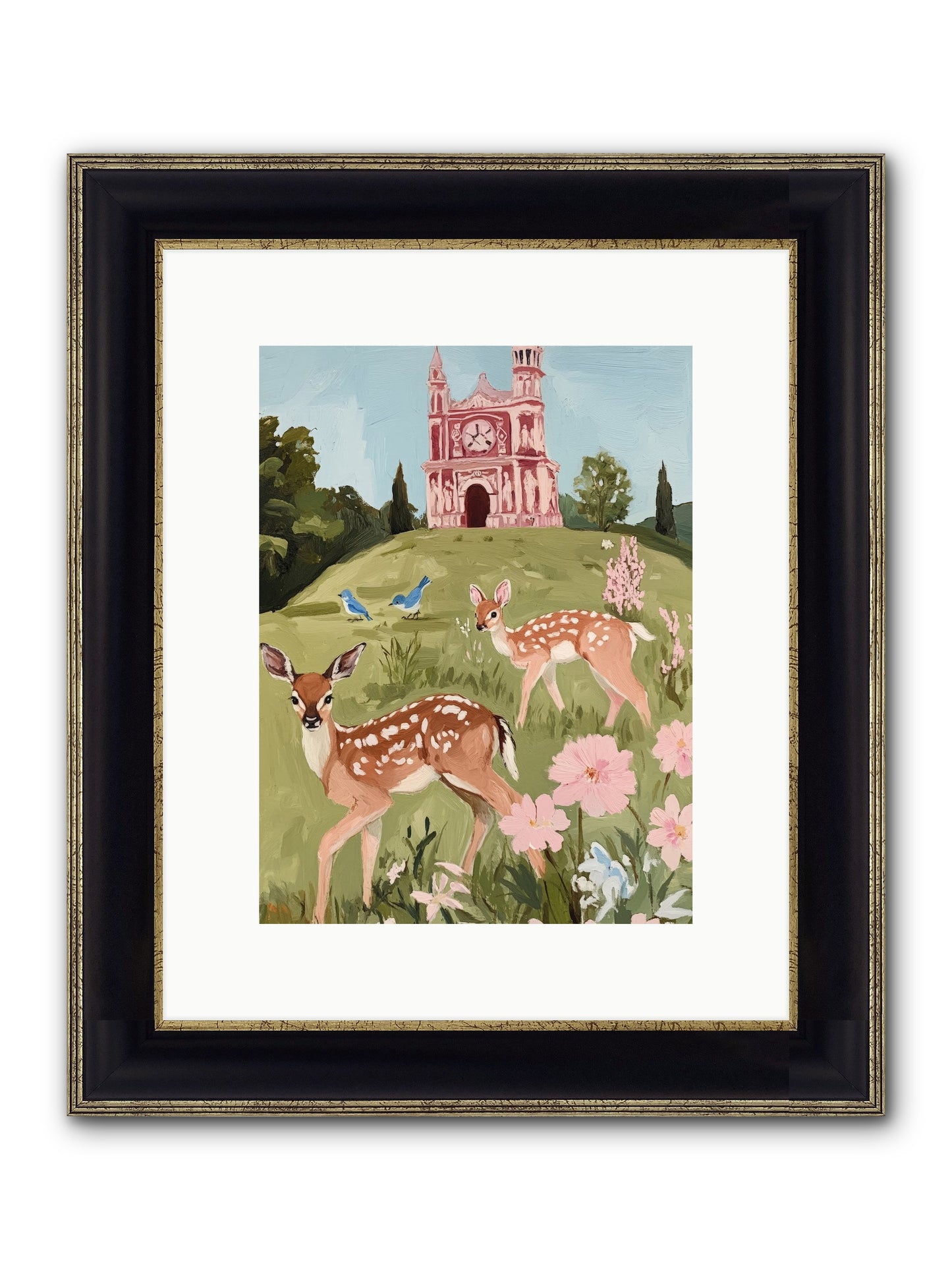 Soft Hooves Tell Time Framed Print - Black & Gold 9x12