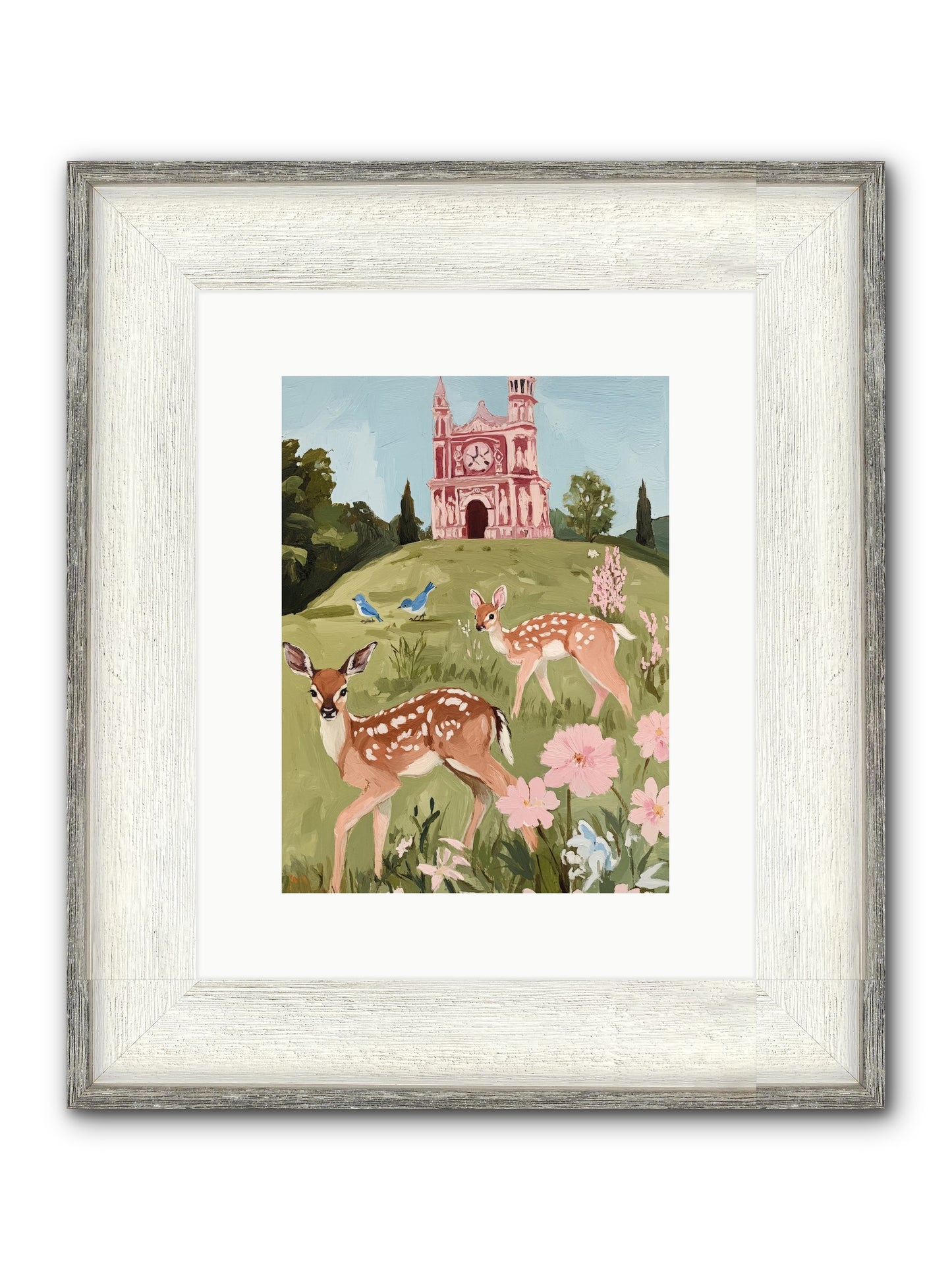 Soft Hooves Tell Time Framed Print - Driftwood White 9x12