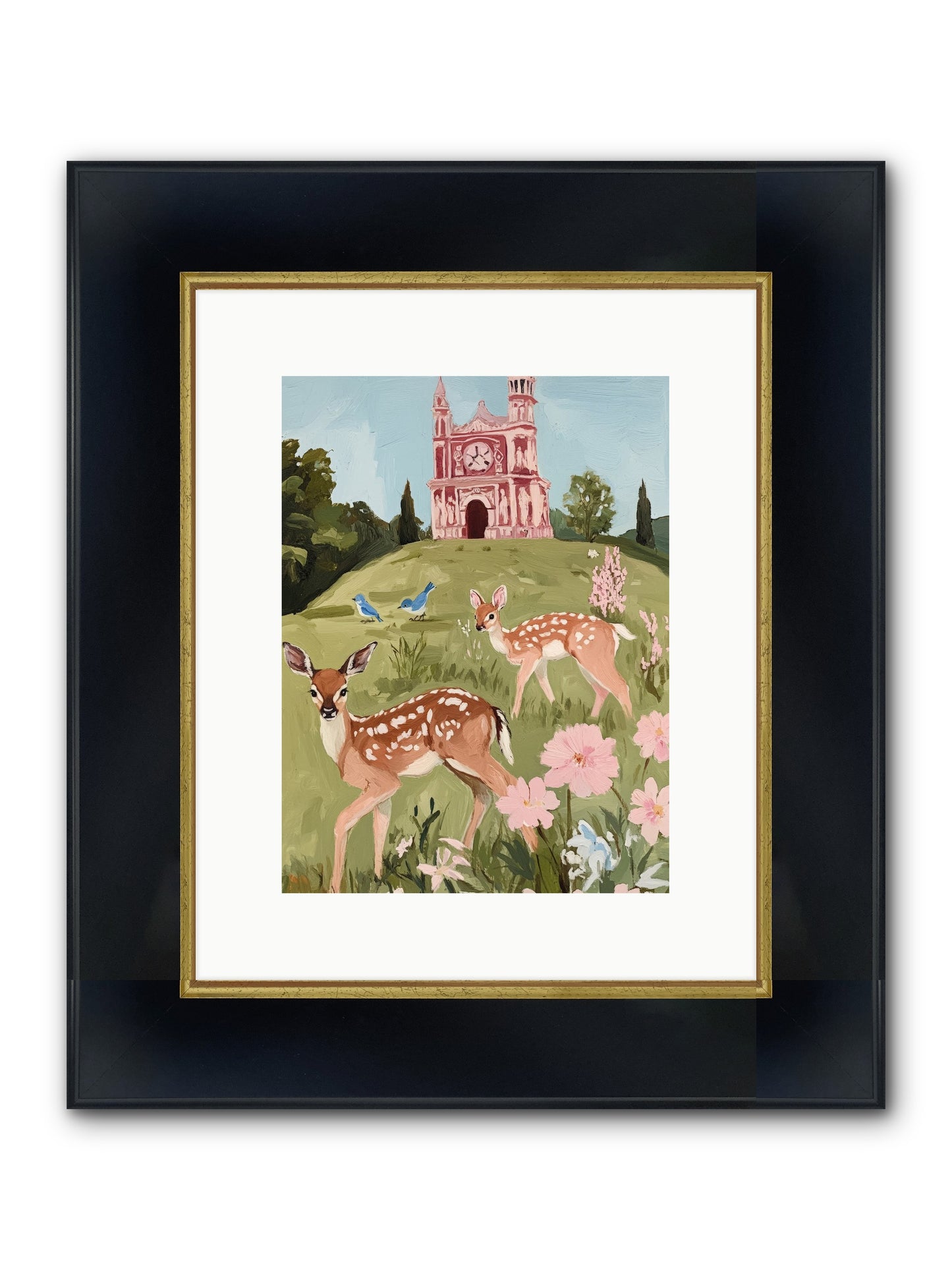 Soft Hooves Tell Time Framed Print - Wide Black w/Gold 9x12