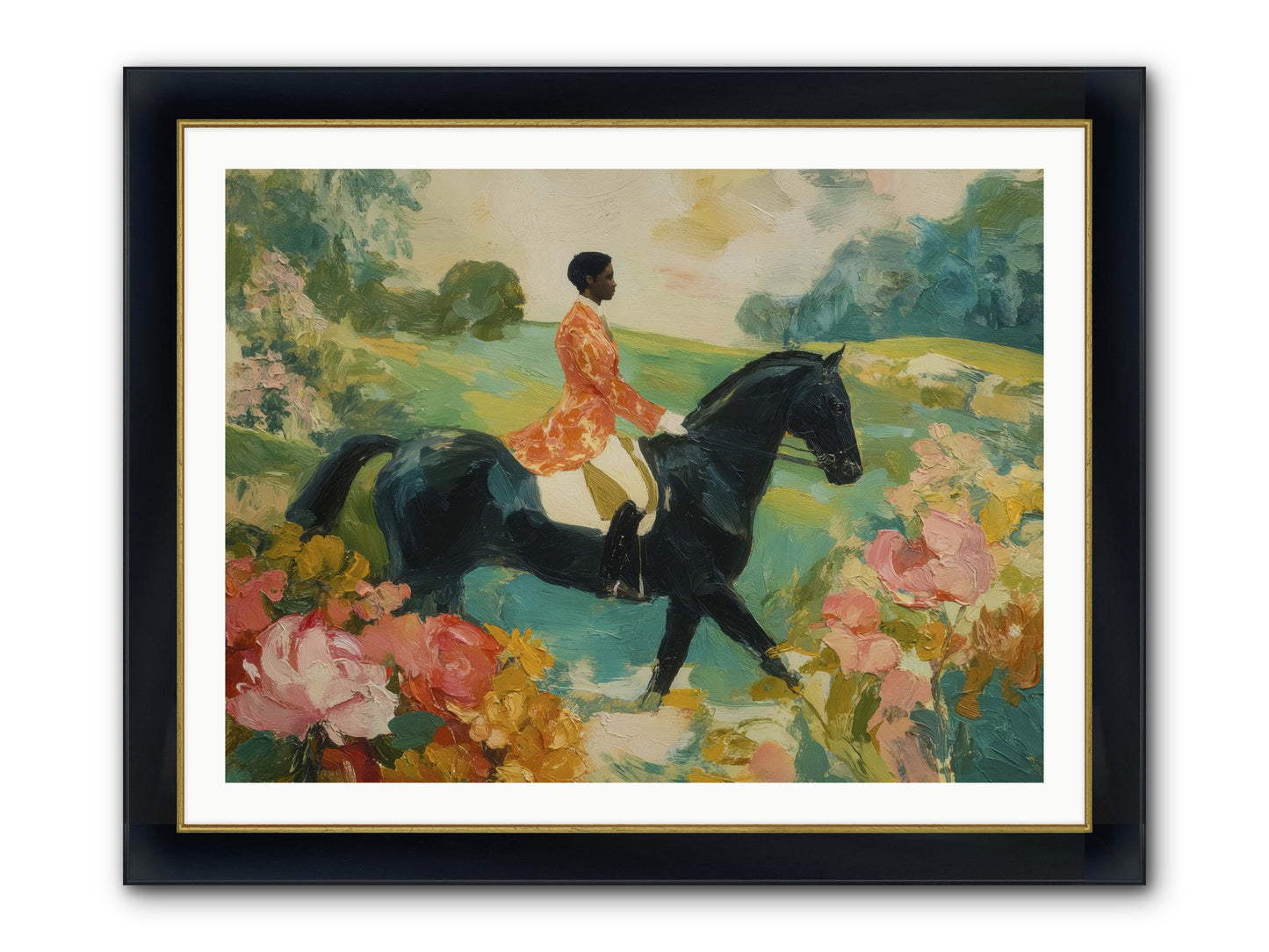 Softer Than Waking Framed Print - Wide Black w/Gold 40x30