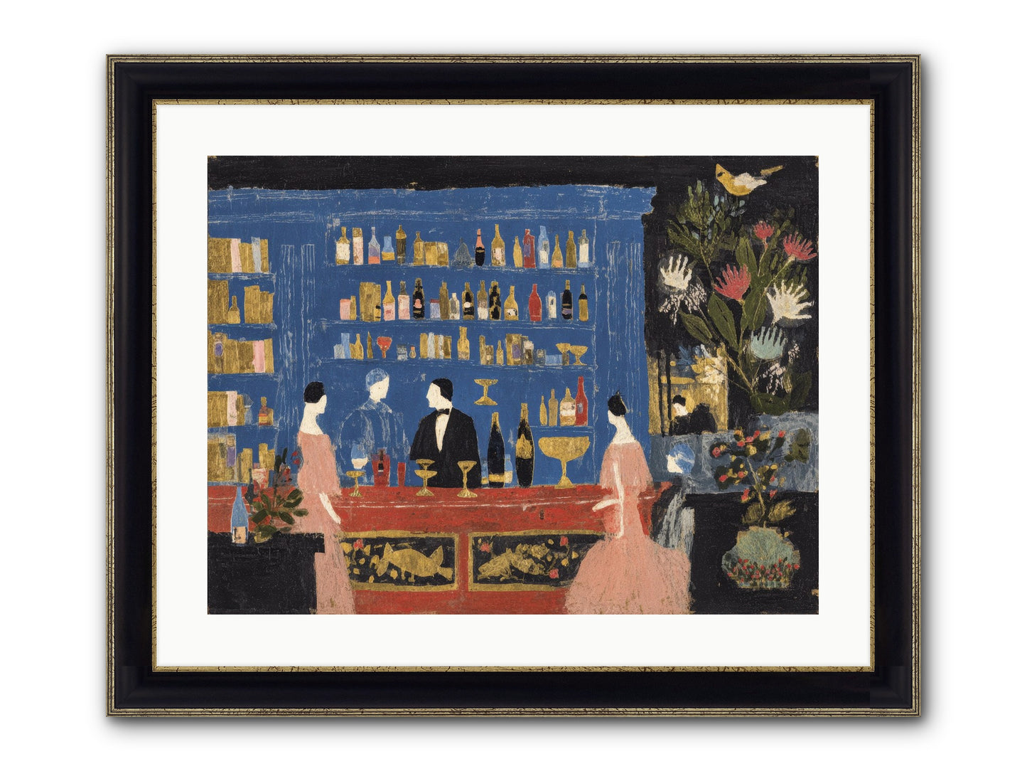 Solitary Pleasures Framed Print - Black & Gold 24x18