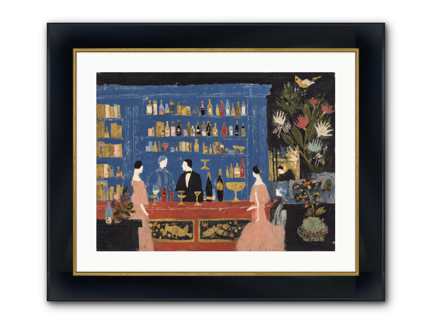 Solitary Pleasures Framed Print - Wide Black w/Gold 24x18