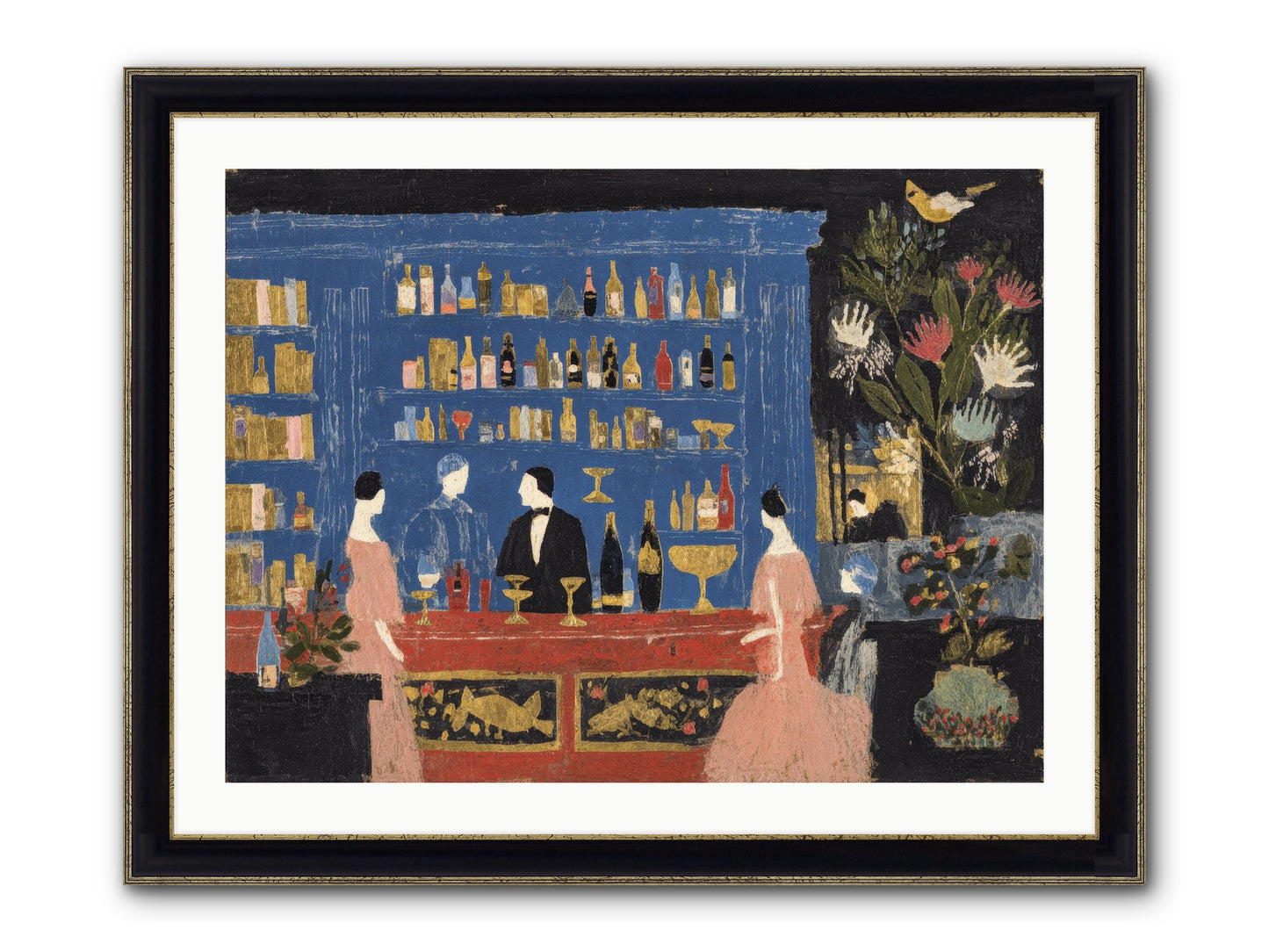 Solitary Pleasures Framed Print - Black & Gold 32x24