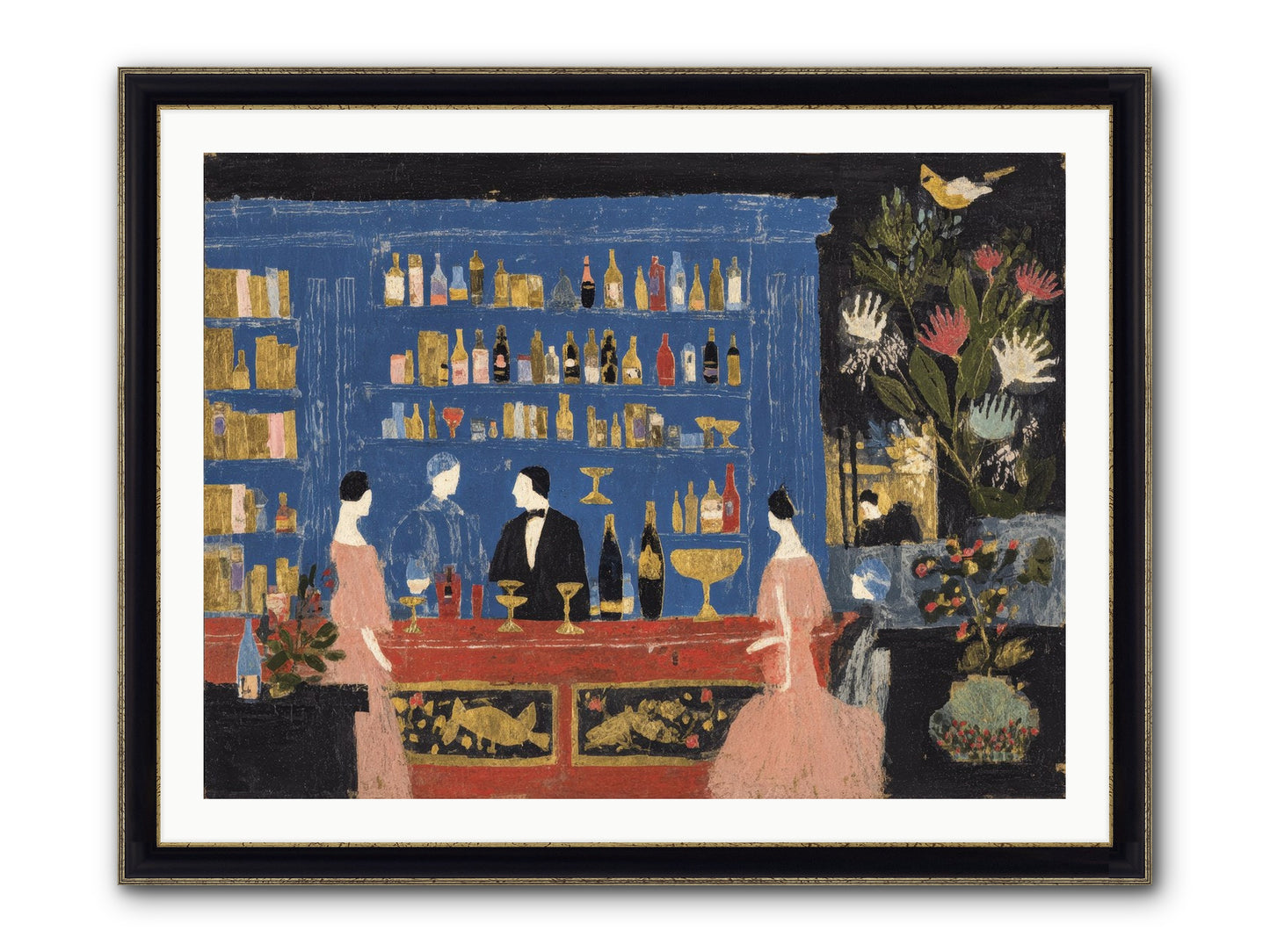 Solitary Pleasures Framed Print - Black & Gold 40x30
