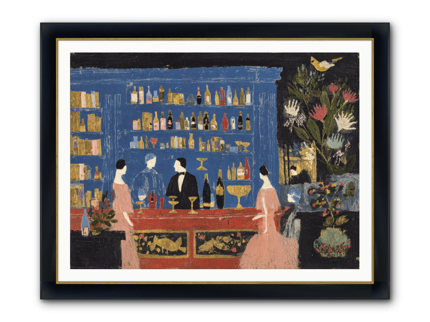 Solitary Pleasures Framed Print - Wide Black w/Gold 48x36