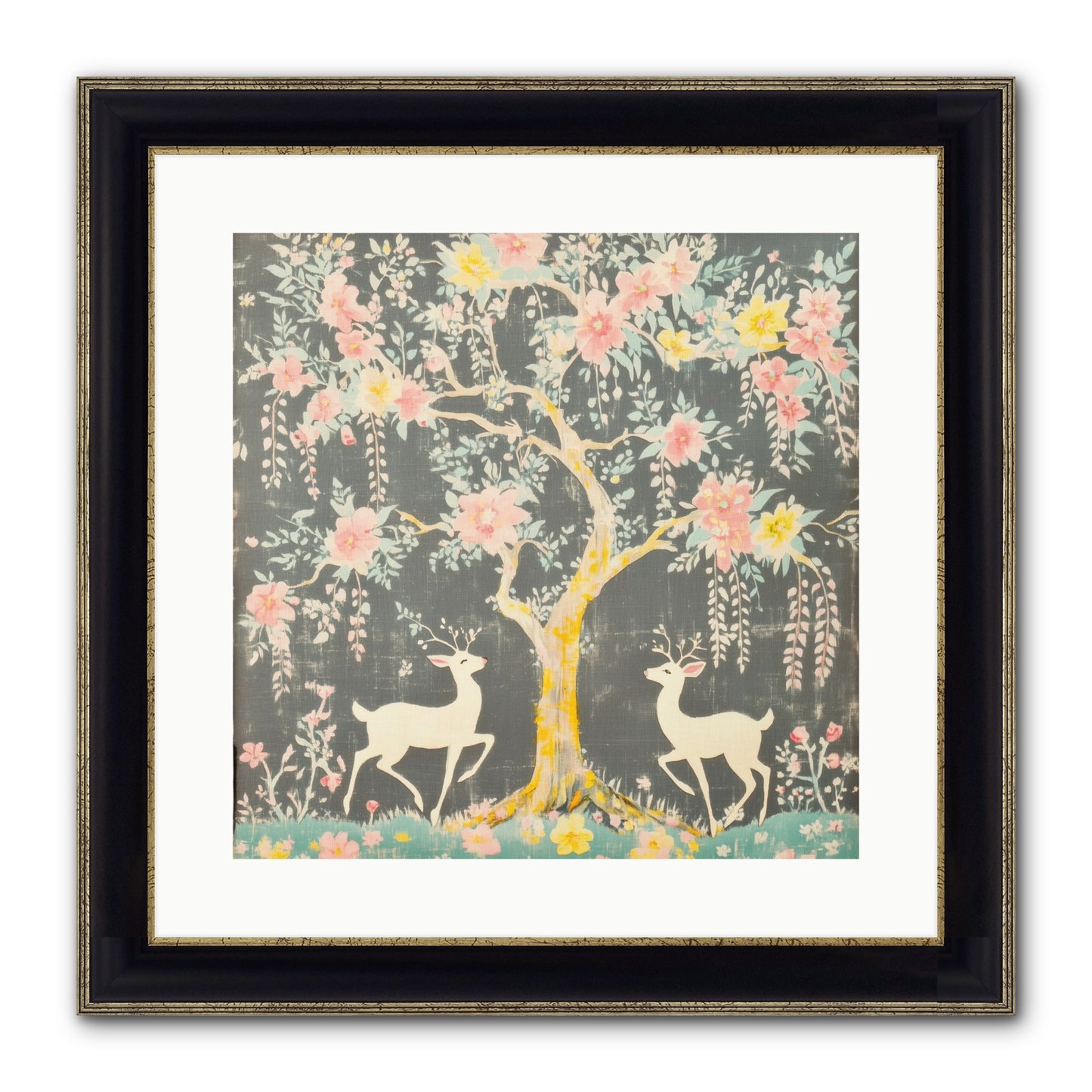 Some Joy Falls Soft Framed Print - Black & Gold 16x16