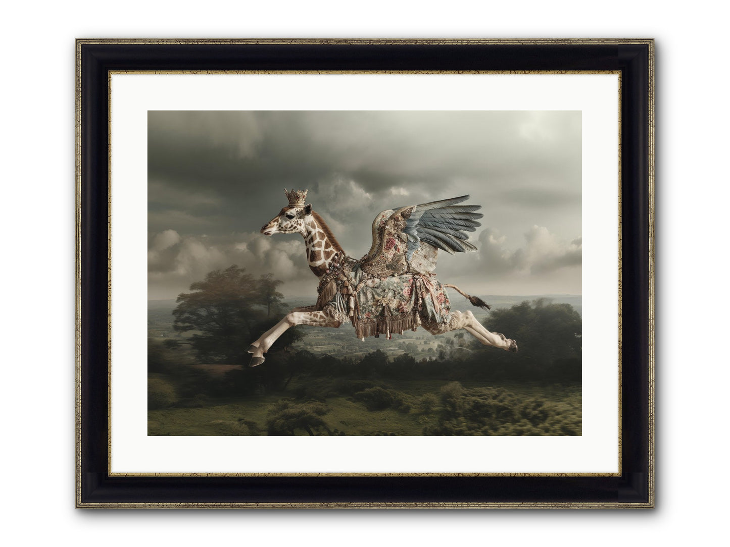 Song For A Golden Field Framed Print - Black & Gold 24x18