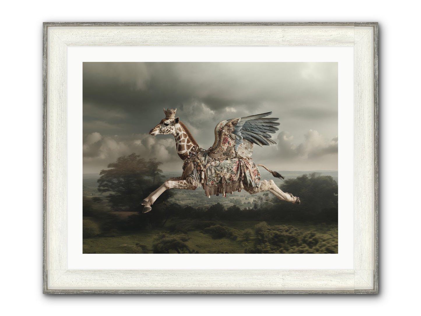 Song For A Golden Field Framed Print - Driftwood White 32x24