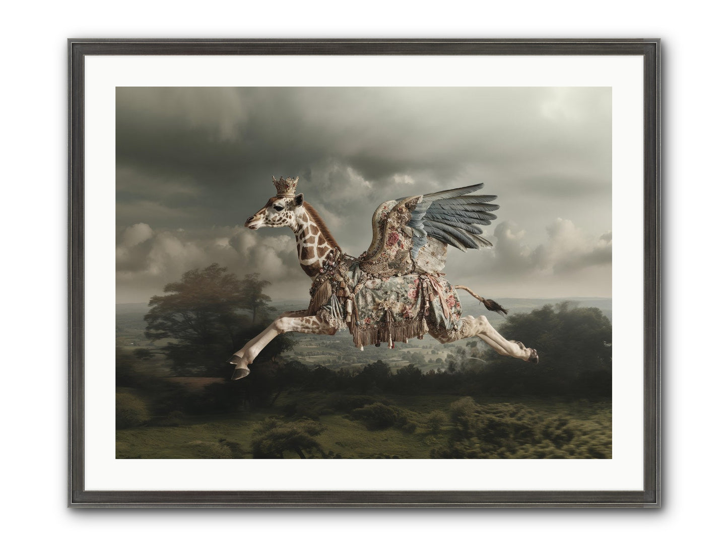 Song For A Golden Field Framed Print - Slimwoods Black/Silver 32x24
