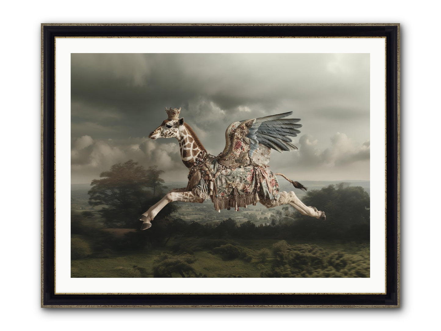 Song For A Golden Field Framed Print - Black & Gold 40x30