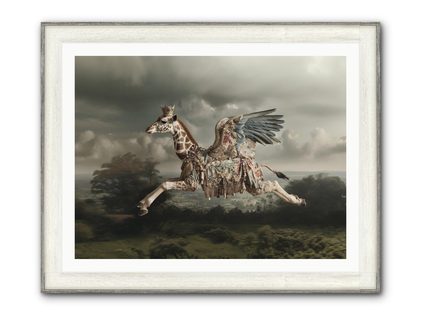 Song For A Golden Field Framed Print - Driftwood White 40x30