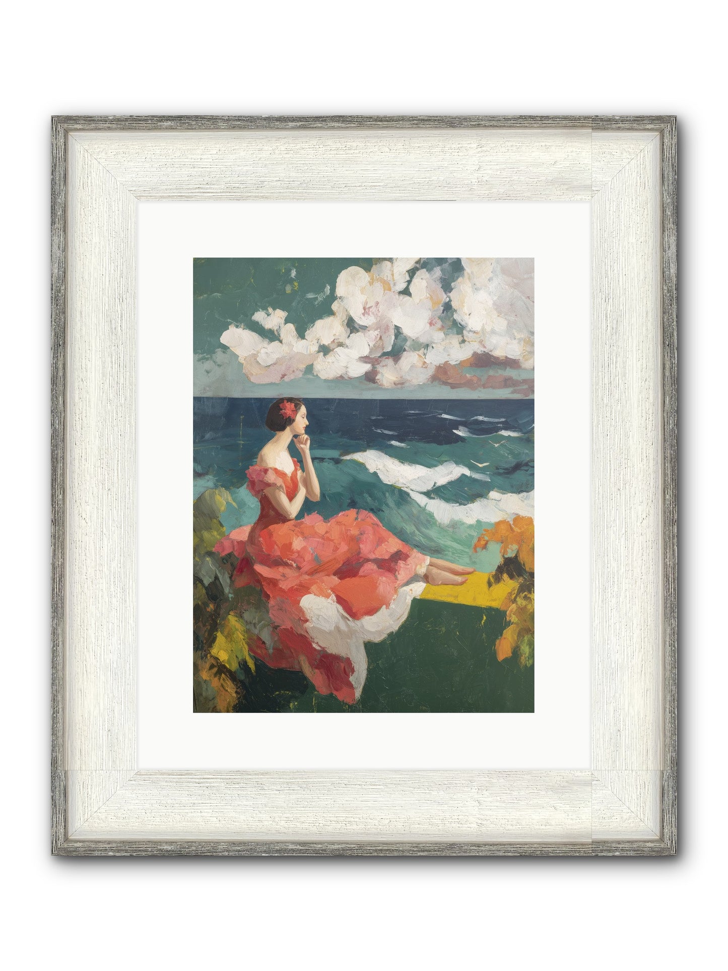 Sorrento Seascapes Framed Print - Driftwood White 12x16