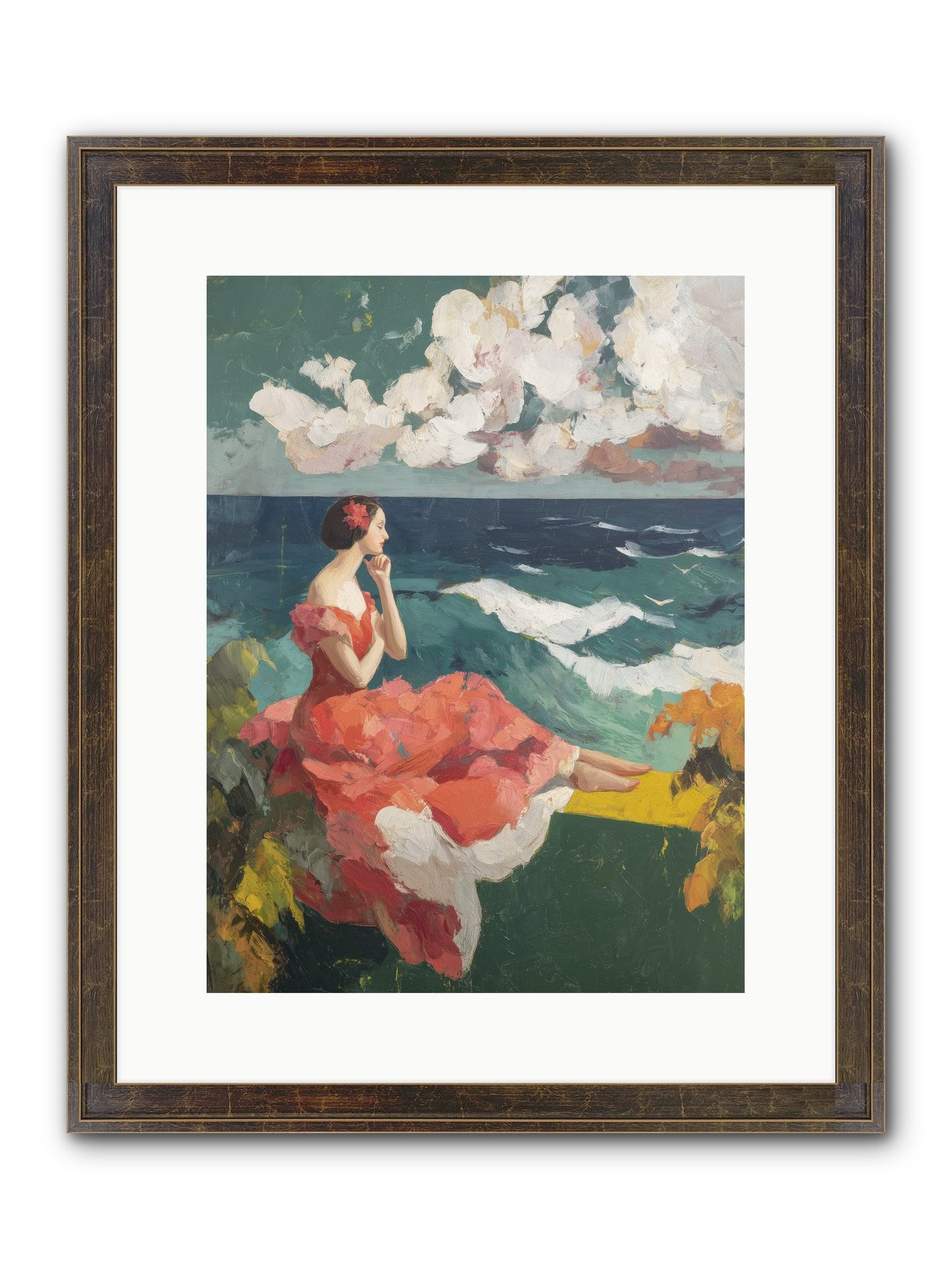 Sorrento Seascapes Framed Print - Slimwoods Black/Gold 12x16
