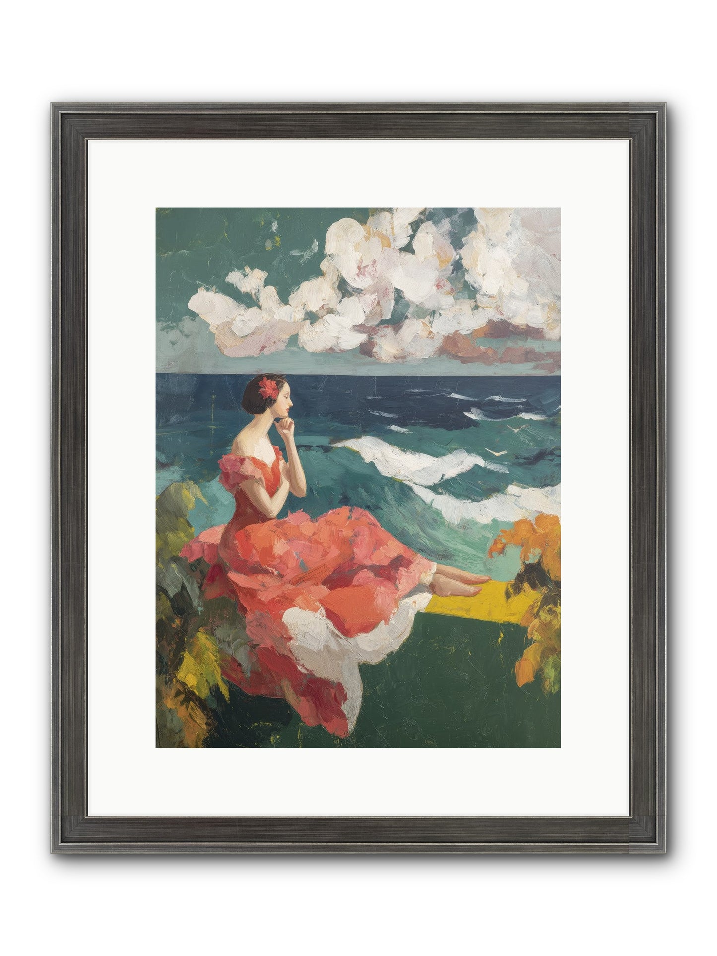 Sorrento Seascapes Framed Print - Slimwoods Black/Silver 12x16