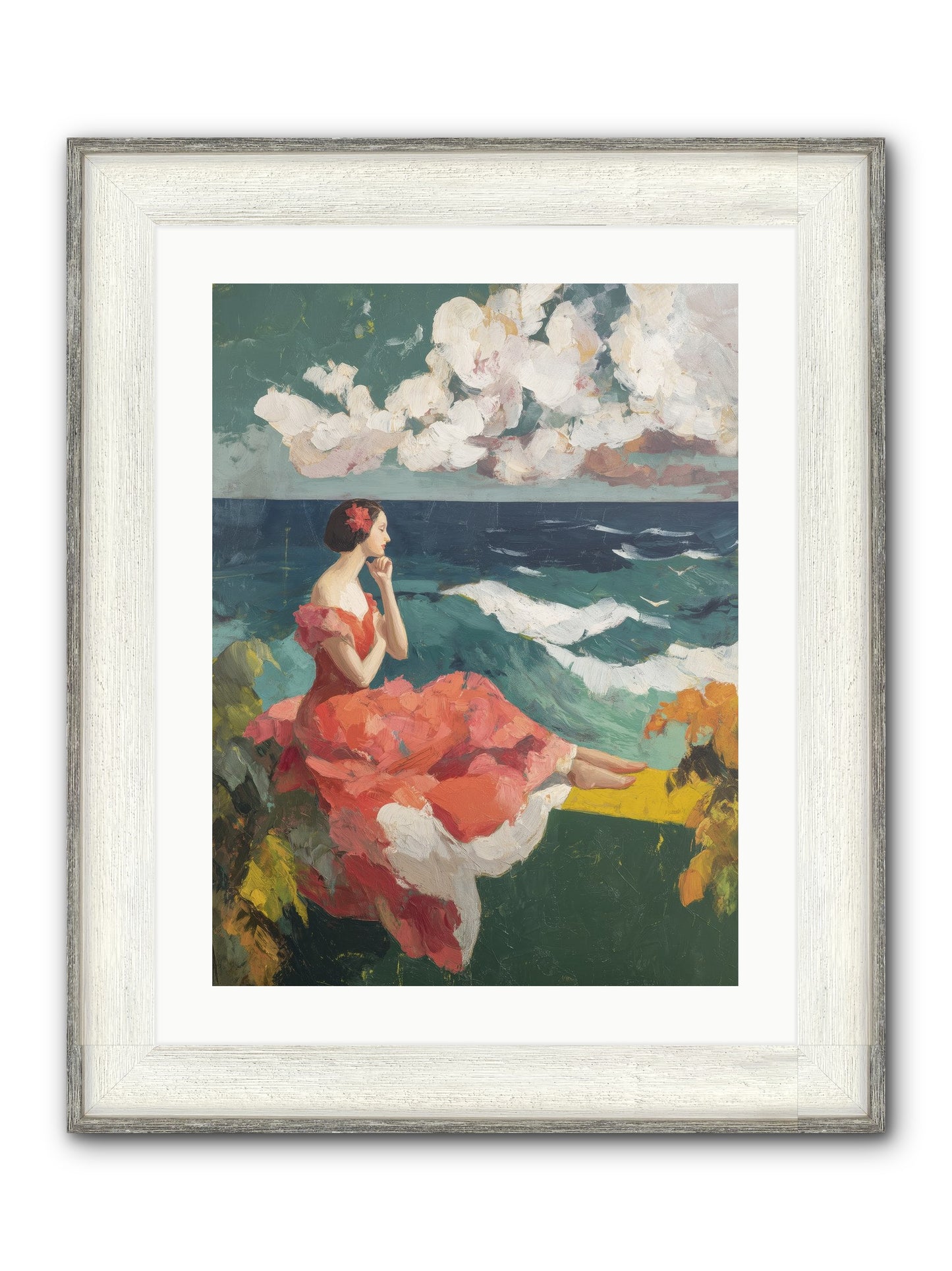 Sorrento Seascapes Framed Print - Driftwood White 18x24