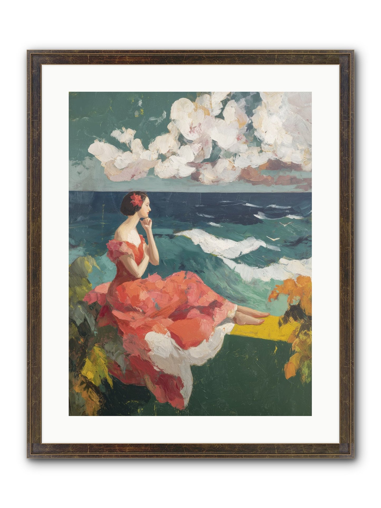 Sorrento Seascapes Framed Print - Slimwoods Black/Gold 18x24