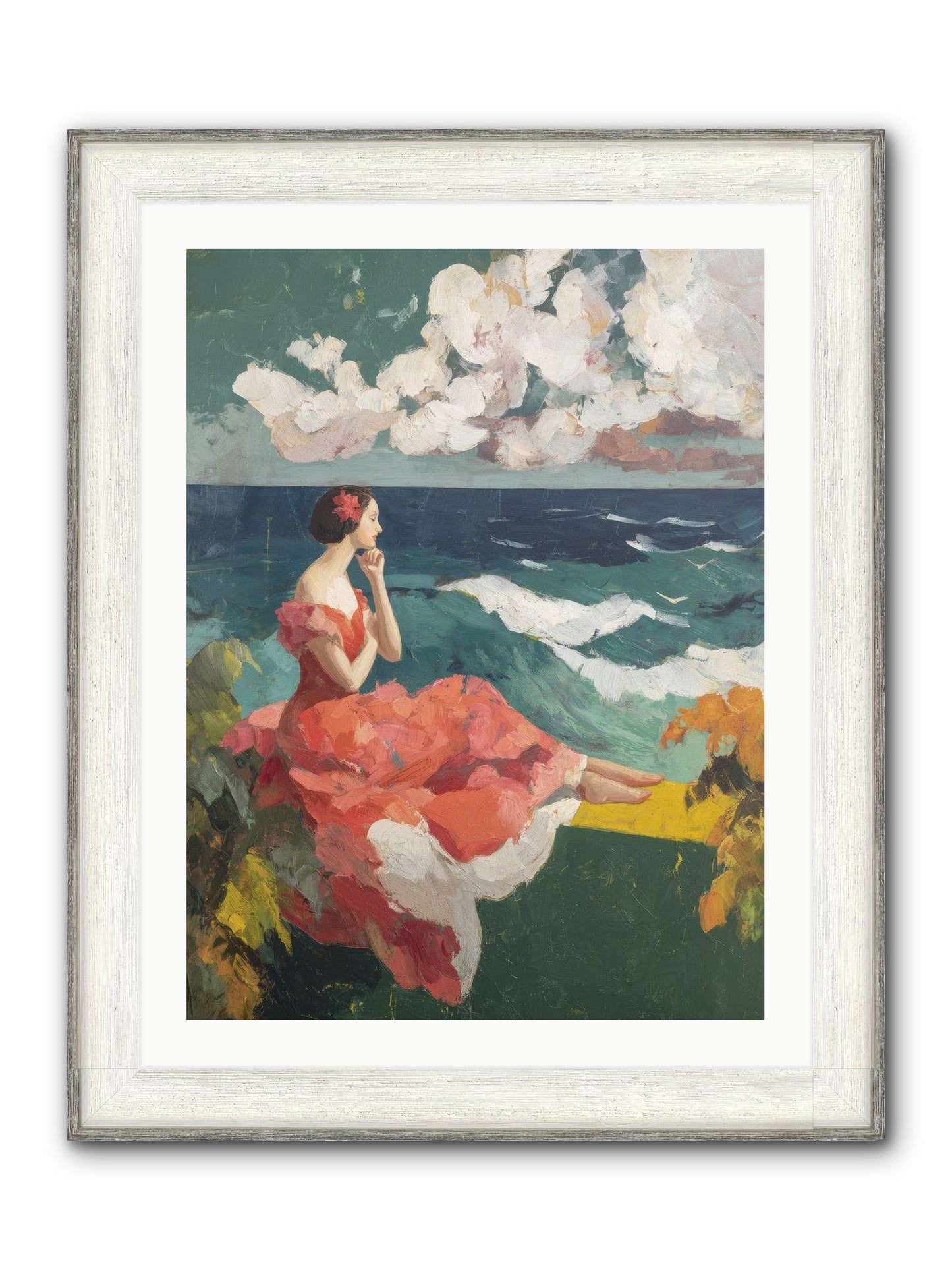 Sorrento Seascapes Framed Print - Driftwood White 24x32