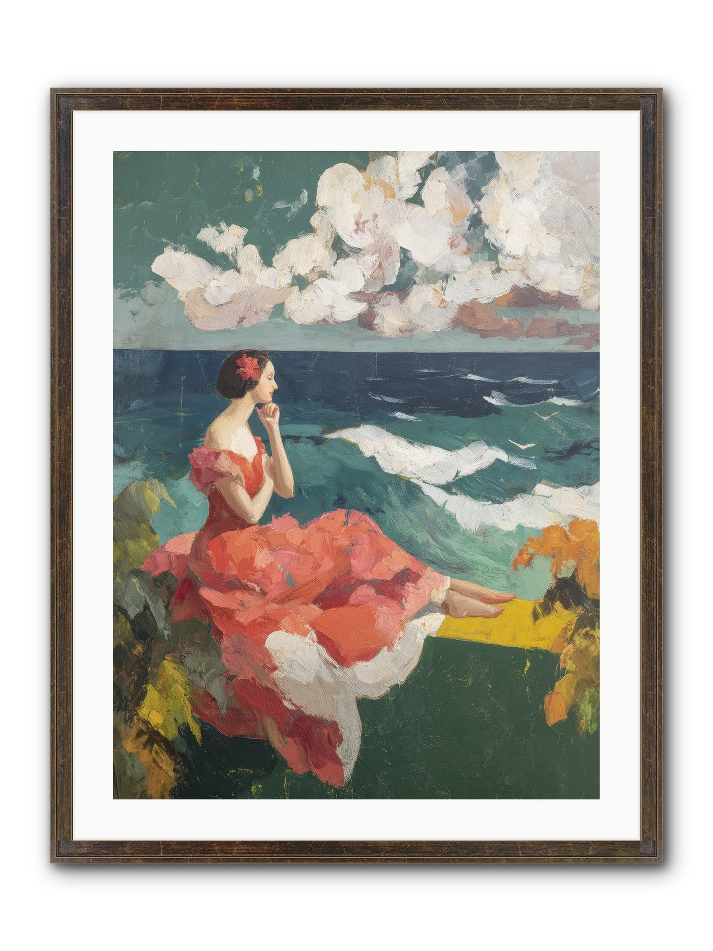 Sorrento Seascapes Framed Print - Slimwoods Black/Gold 24x32