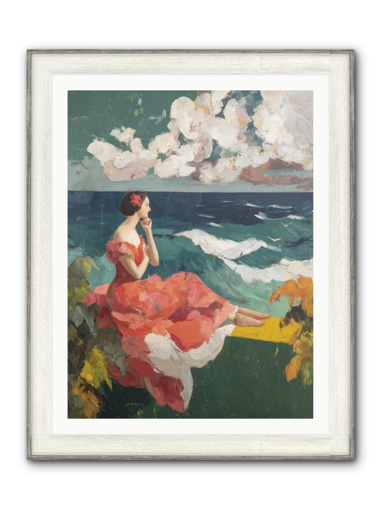 Sorrento Seascapes Framed Print - Driftwood White 30x40