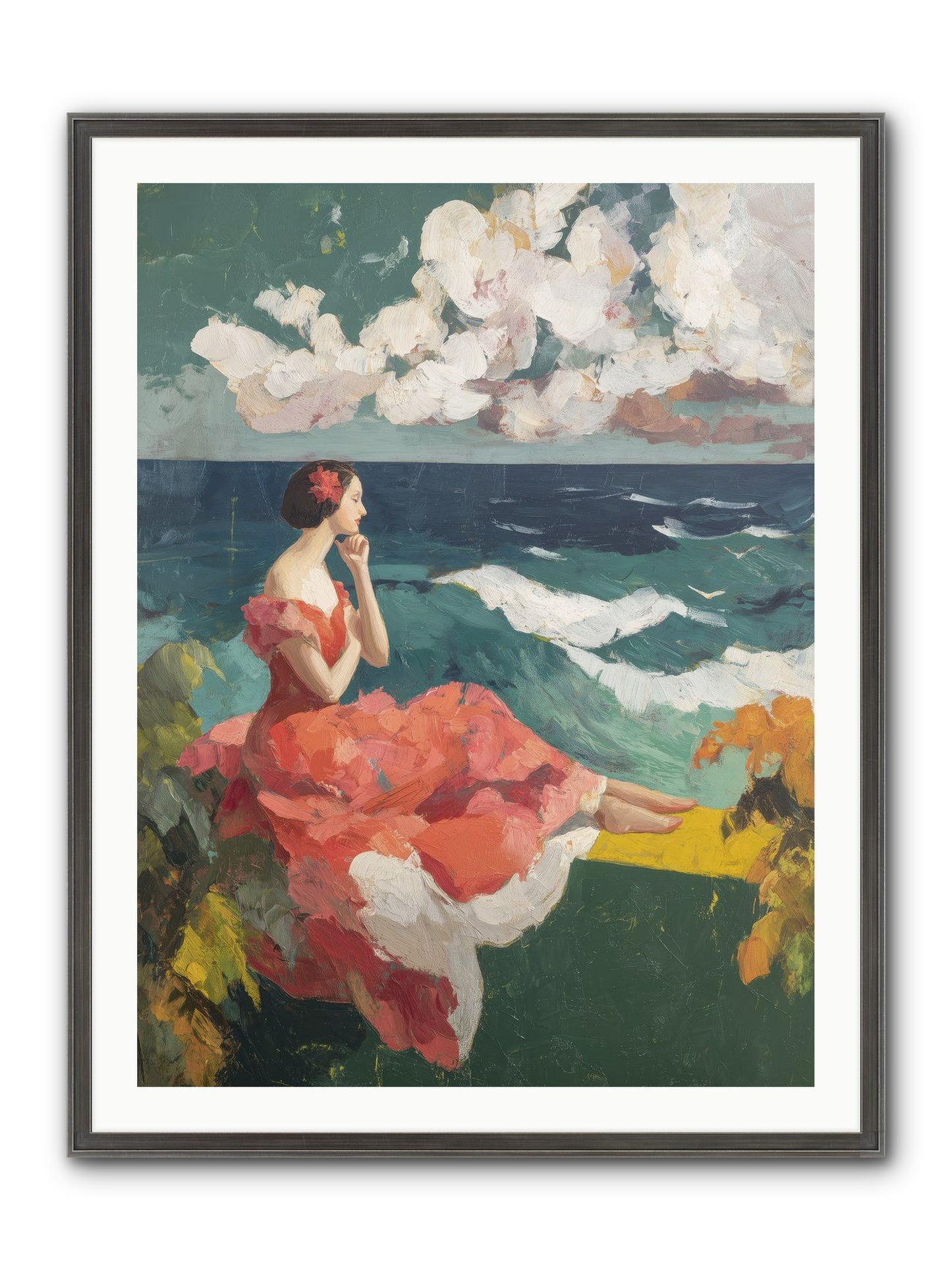 Sorrento Seascapes Framed Print - Slimwoods Black/Silver 30x40